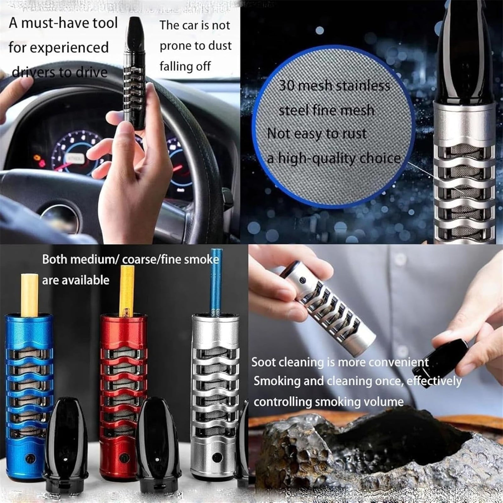 Jwdx 1 Ashtray Cover; 1 Charging Cable Car Usb Charging Ashtray Lazy Holder Does Not Drop The Ash Ashtray Filter Holder With Usb Tungsten Coil Ashtray One Size Red - Image 6