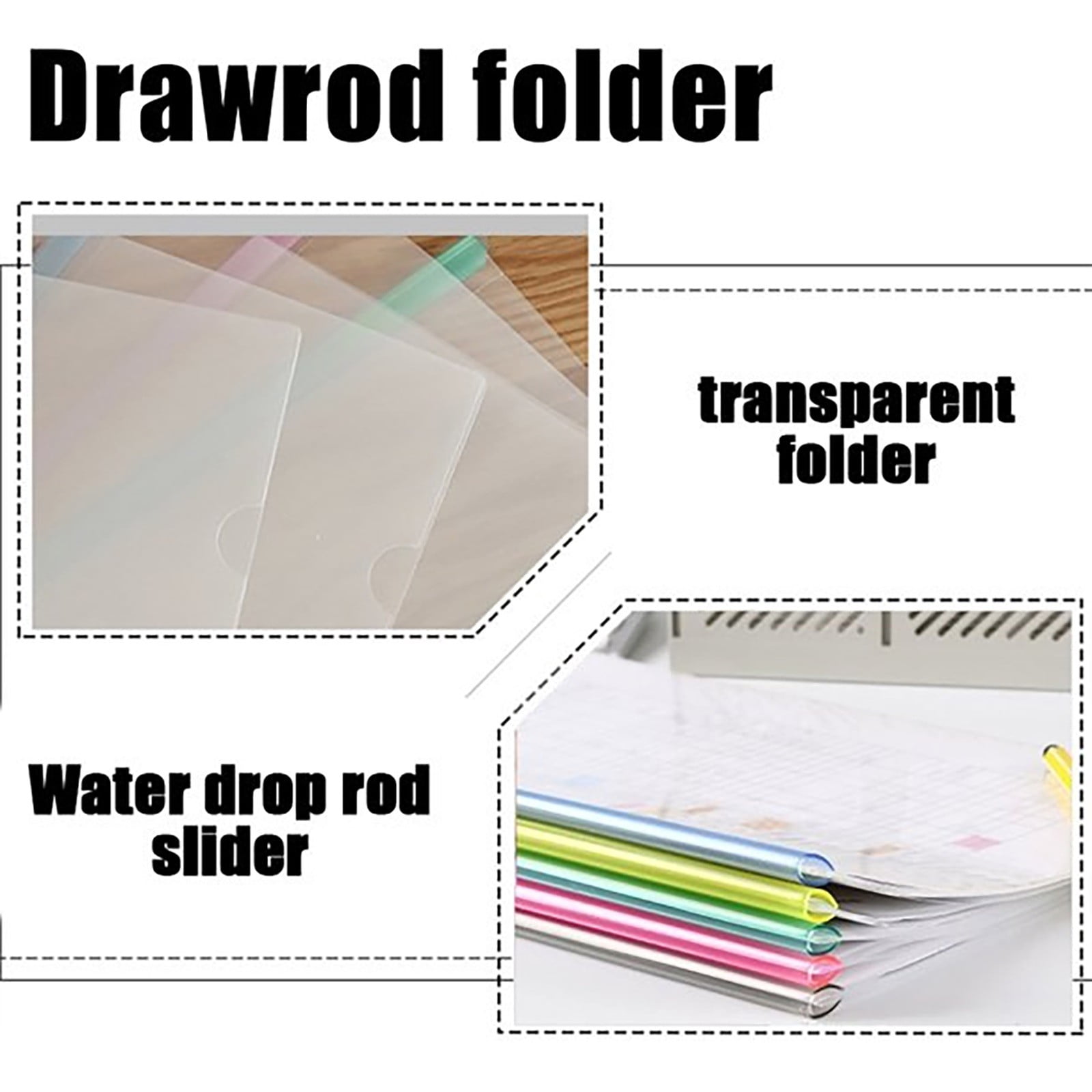 Jwdx 10X Folder Drawer 10Pcs Transparent File Folder Sliding Bar Report For Report Display Cover Organizer One Size Clear - Image 3