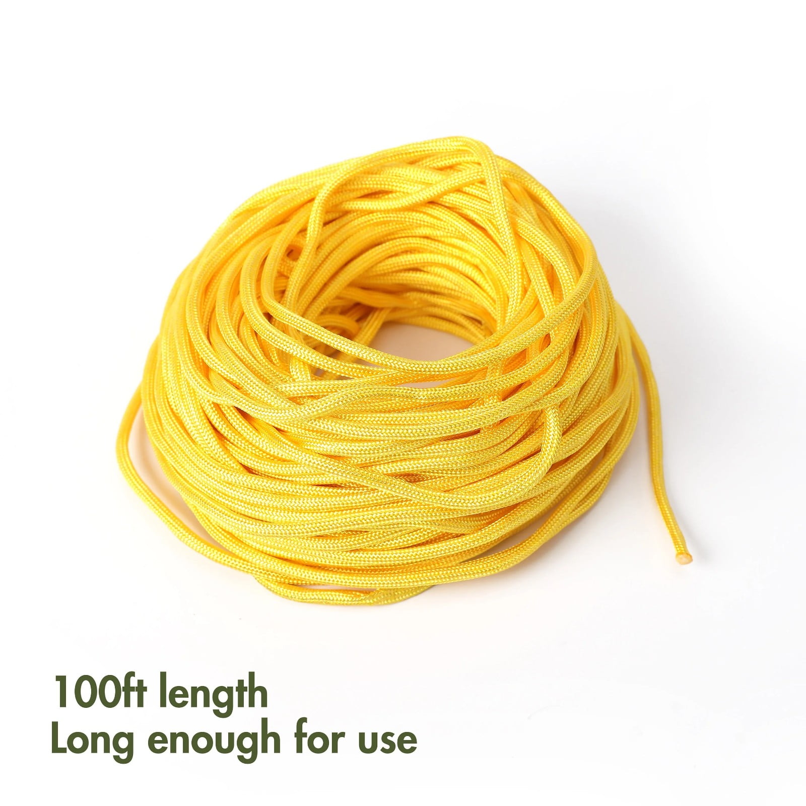Jwdx Safety Rope*1 100 Foot 550Lbs Paracord Polyester Yellow Model 2156 Strong All Purpose Utility Rope – Camping Crafting Flag Pole Indoor & Outdoor One Size Yellow - Image 1