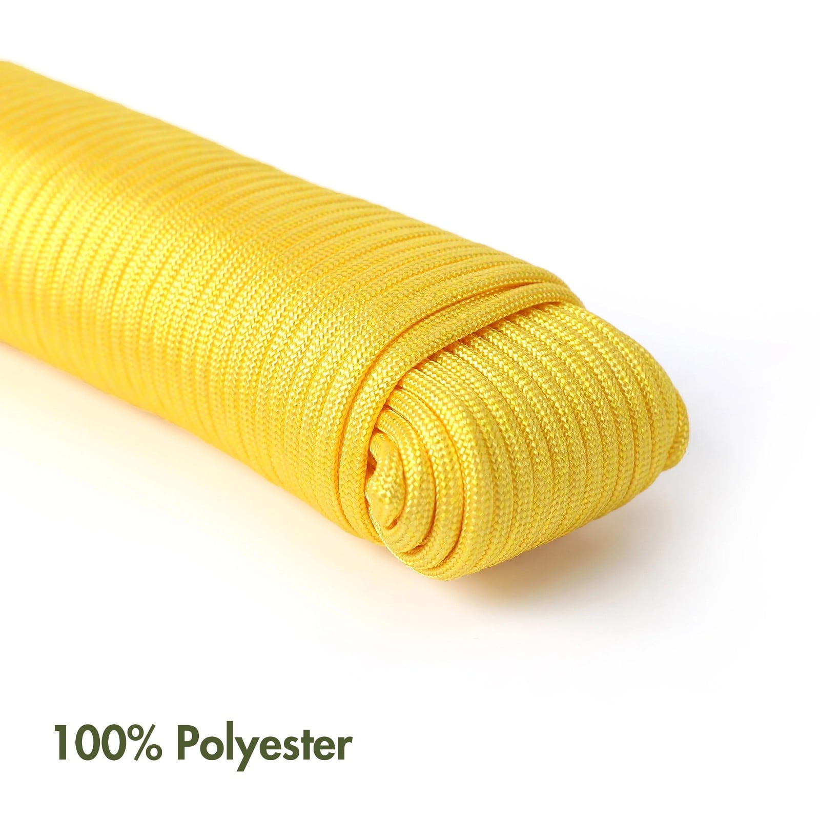 Jwdx Safety Rope*1 100 Foot 550Lbs Paracord Polyester Yellow Model 2156 Strong All Purpose Utility Rope – Camping Crafting Flag Pole Indoor & Outdoor One Size Yellow - Image 6
