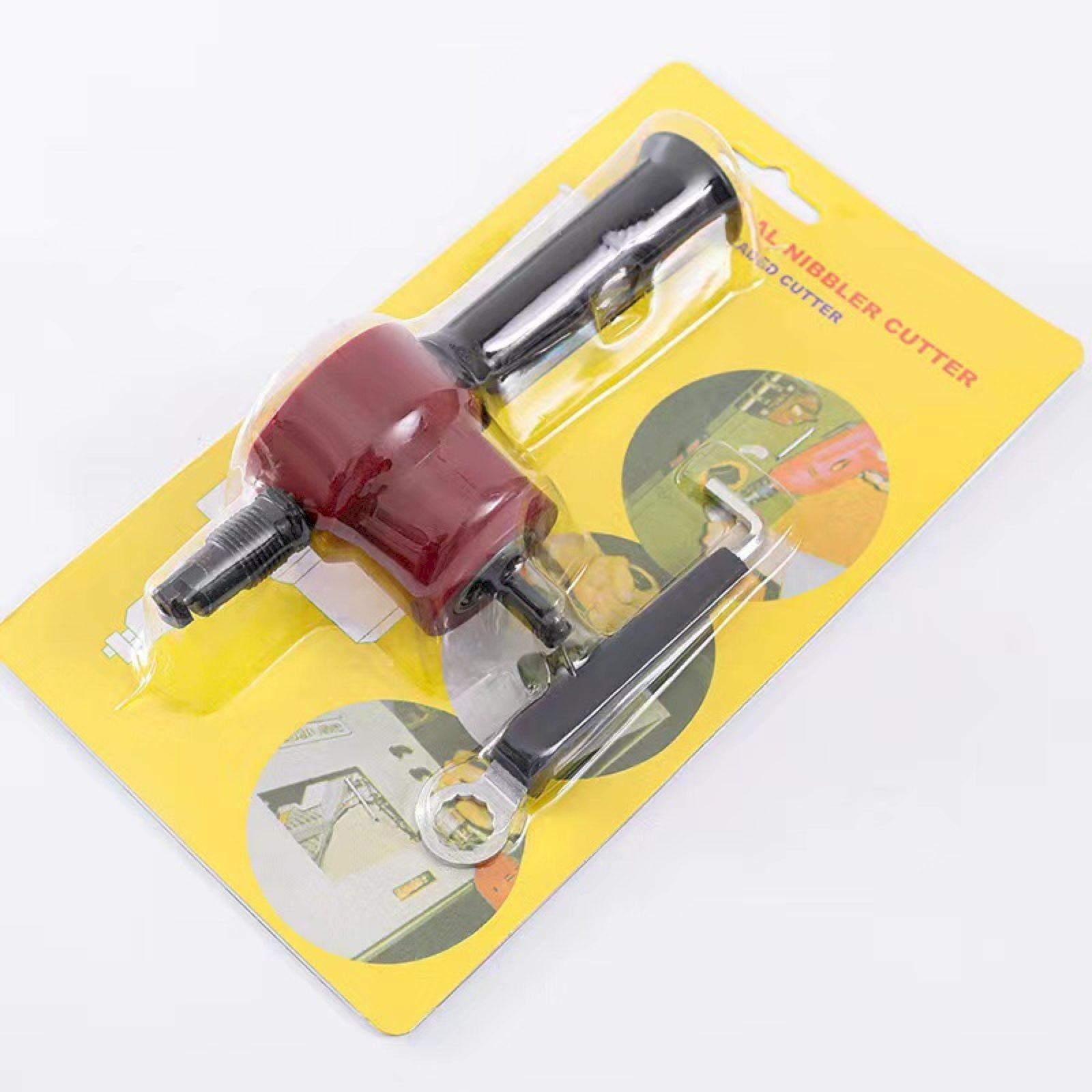 Metal Sheet Biting Machine 160A-Red Card-Mounted Nylon Model JWDX, 1 Sheet Metal Biting Machine Set Metal Sheet Nibbler Cutter Double Head Metal Sheet Cutter Hole Drill Attachment Paperboard Package One Size Orange - Image 2