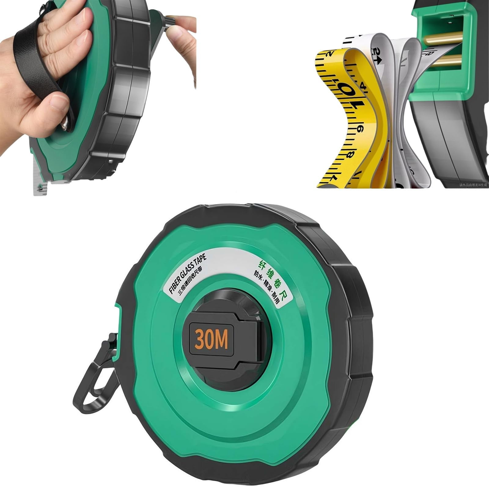 Disc Tape Measure a JWDX, 1 20M Measuring Tape Measuring Tape Metric Tape Measure Double Scale Soft Leather Ruler Measurement Tape with for Surveying Engineering One Size B - Image 2