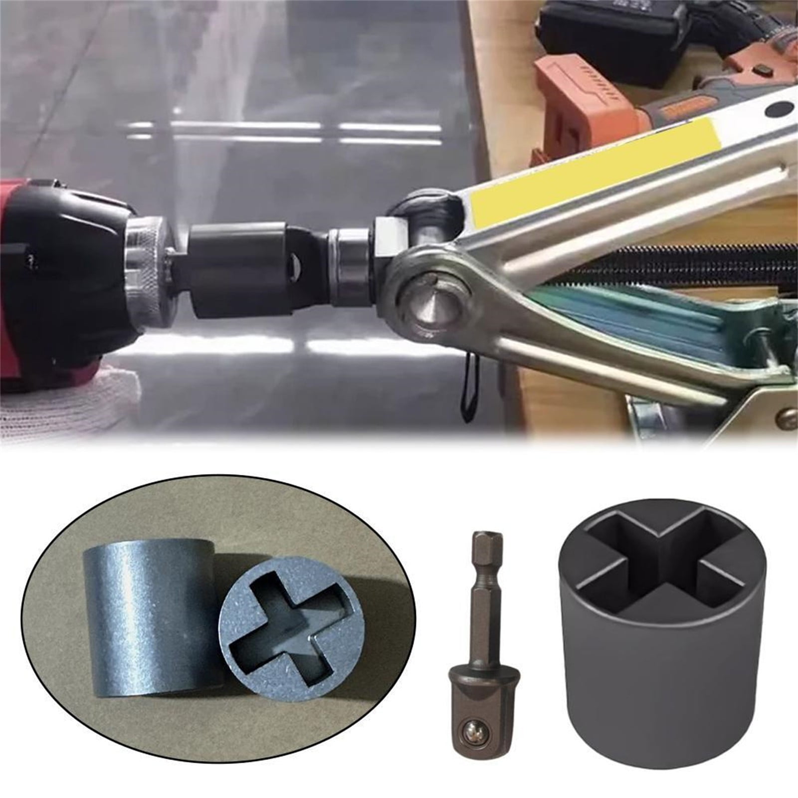 Special Socket Wrench for Jack JWDX, 1 Set of Jack Sockets Jack Socket Sleeve Adapter – Heavy Duty Stabilizer Jack Drill Adapter for Rv Trailer Vehicle – 1/2” Hex to 3/4” Square Drive Fit One Size Black - Image 5