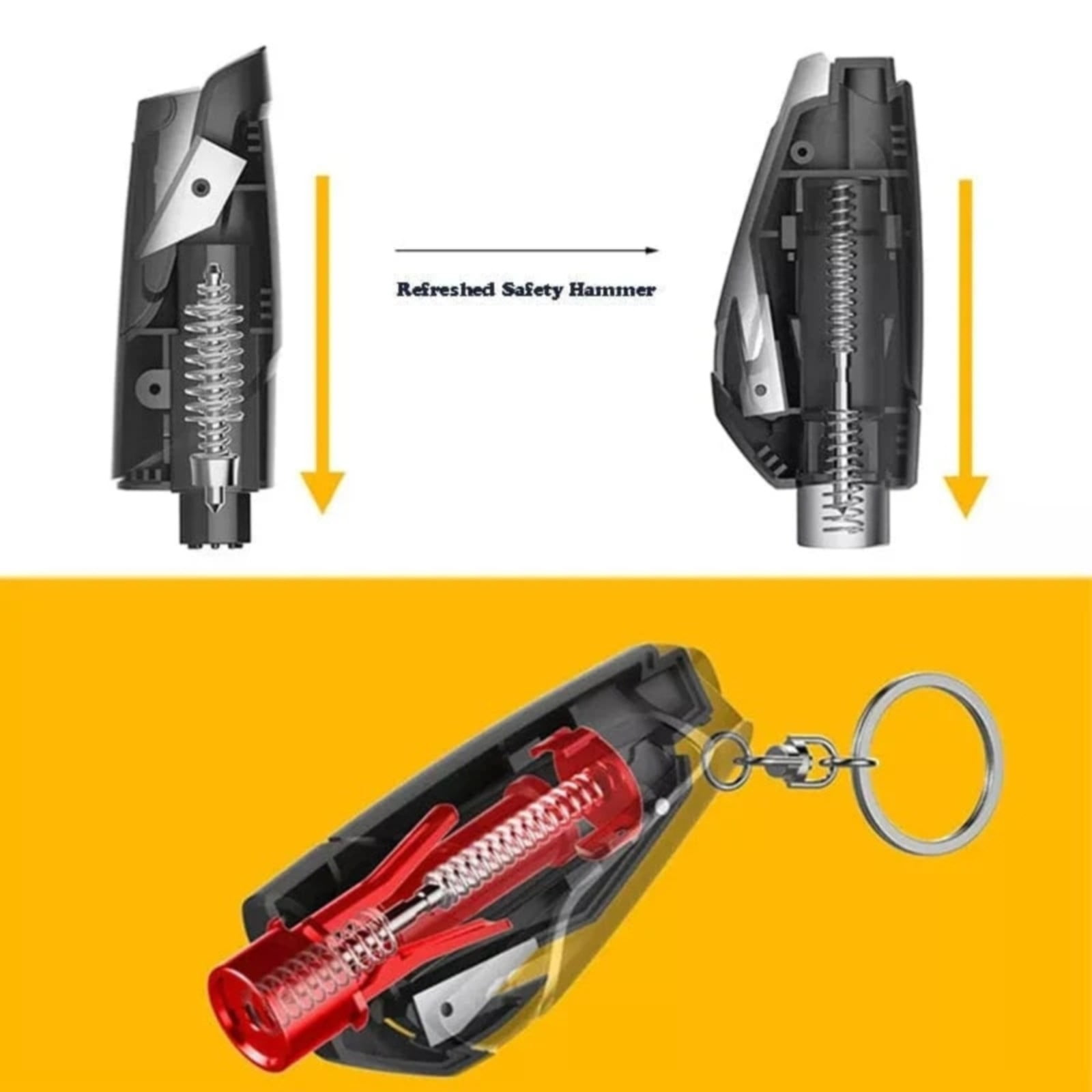 In 1 Car Window Glass Breaker Blue a JWDX, 1x Car Window Breaker Car Hammer Mini Window Belt Cutting Multi Functional Escape Hammer God Device Car Emergency Kit 3.9