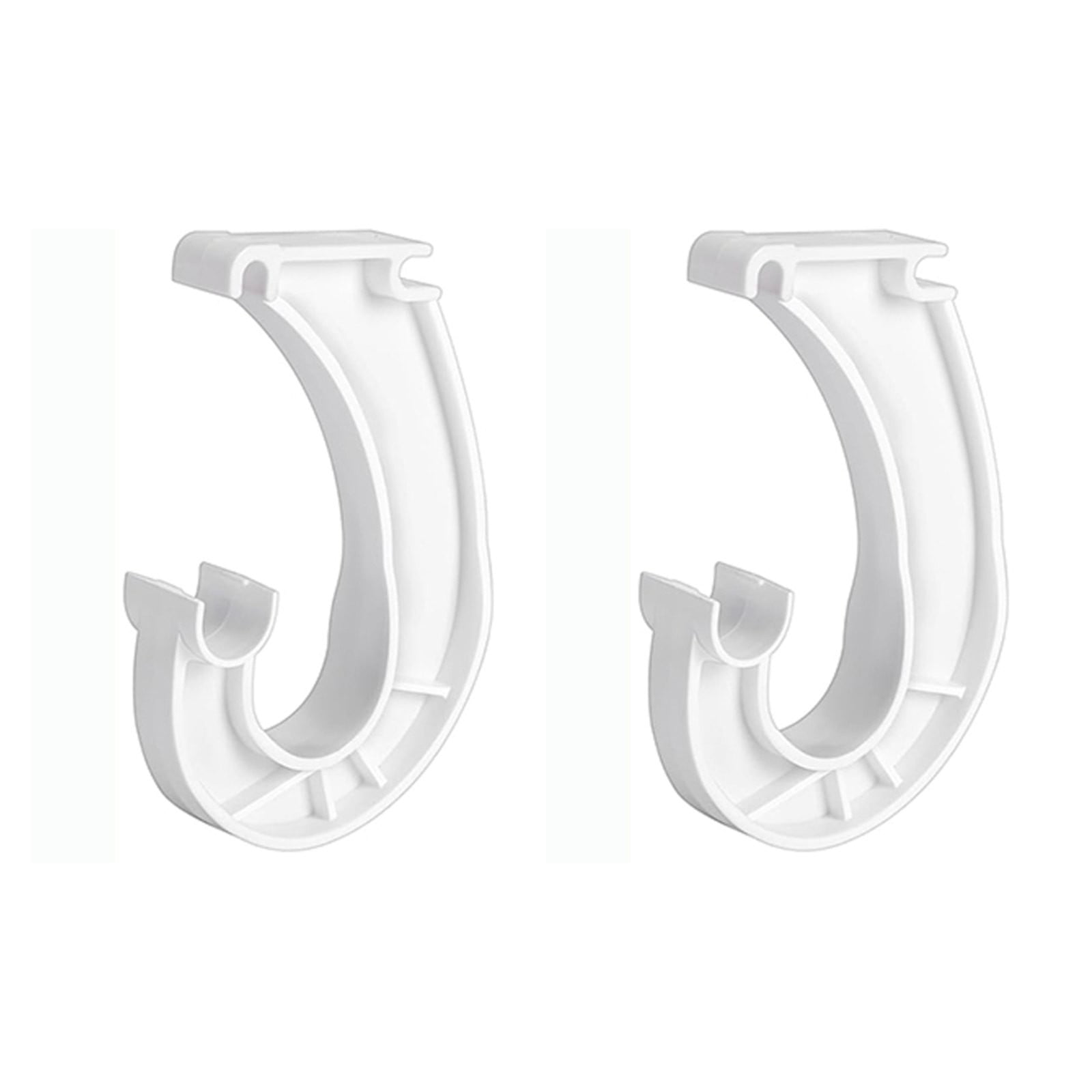 Hanging J Shape Closet Rod Bracket White 2Pc JWDX, 2Pcs Hanging Closet Rod Support Closet Shelf Rod Holder Sturdy J Shaped Closet Brackets for Hanging Clothes Cabinets Storage and Curtain One Size D - Image 1