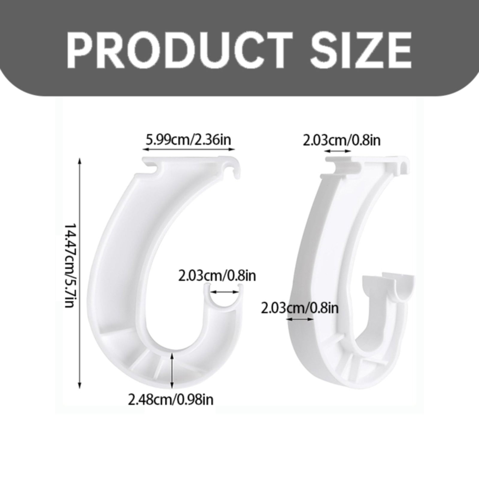 Hanging J Shape Closet Rod Bracket White 2Pc JWDX, 2Pcs Hanging Closet Rod Support Closet Shelf Rod Holder Sturdy J Shaped Closet Brackets for Hanging Clothes Cabinets Storage and Curtain One Size D - Image 3