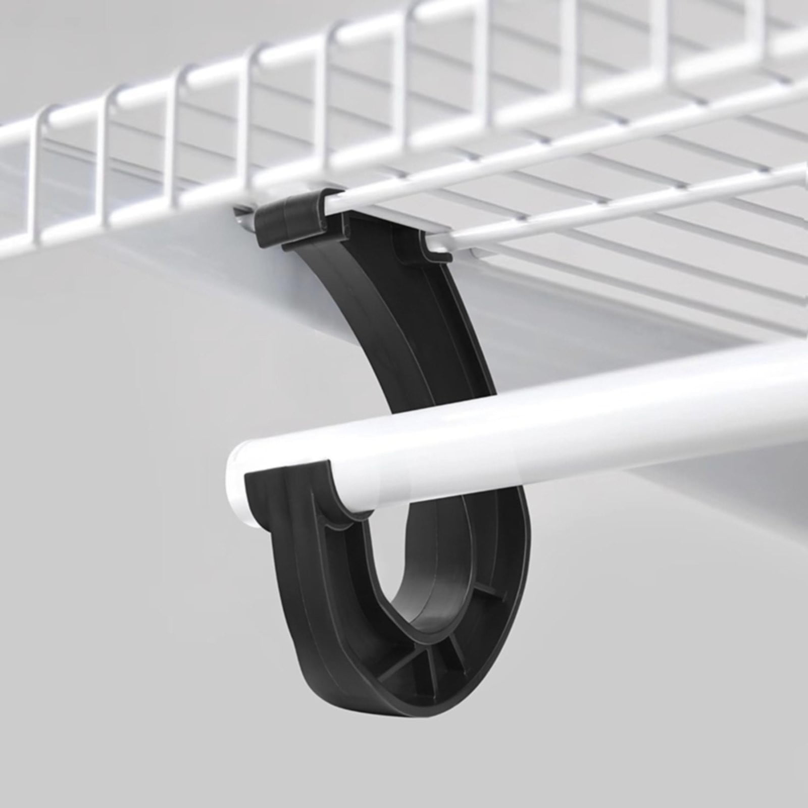 Hanging J Shape Closet Rod Bracket White 2Pc JWDX, 2Pcs Hanging Closet Rod Support Closet Shelf Rod Holder Sturdy J Shaped Closet Brackets for Hanging Clothes Cabinets Storage and Curtain One Size D - Image 5