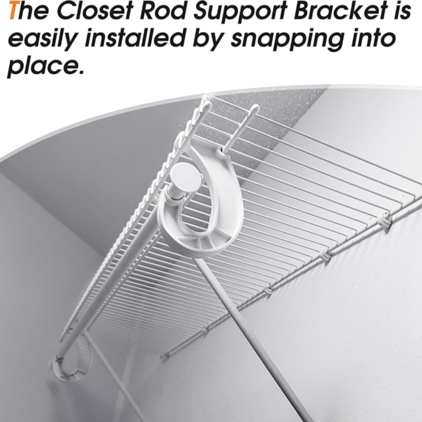 Hanging J Shape Closet Rod Bracket White 2Pc JWDX, 2Pcs Hanging Closet Rod Support Closet Shelf Rod Holder Sturdy J Shaped Closet Brackets for Hanging Clothes Cabinets Storage and Curtain One Size D - Image 7