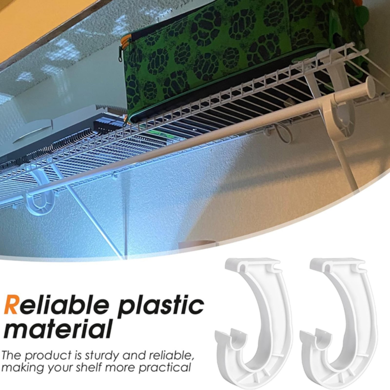Hanging J Shape Closet Rod Bracket White 2Pc JWDX, 2Pcs Hanging Closet Rod Support Closet Shelf Rod Holder Sturdy J Shaped Closet Brackets for Hanging Clothes Cabinets Storage and Curtain One Size D - Image 8
