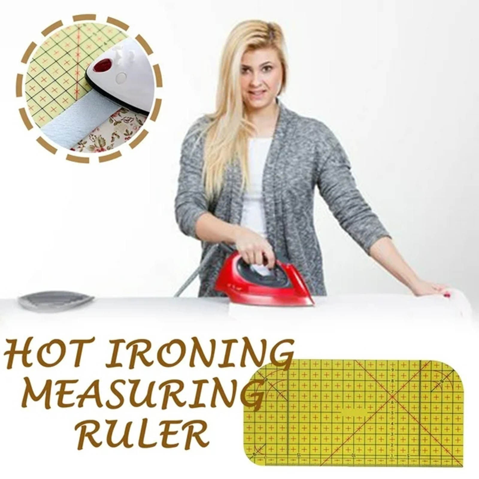 Ironing Ruler JWDX, 1*Ironing Ruler Hot Ironing Ruler Hot Ironing Measuring Ruler Patchwork Tools for Clothing Makin One Size Yellow - Image 5
