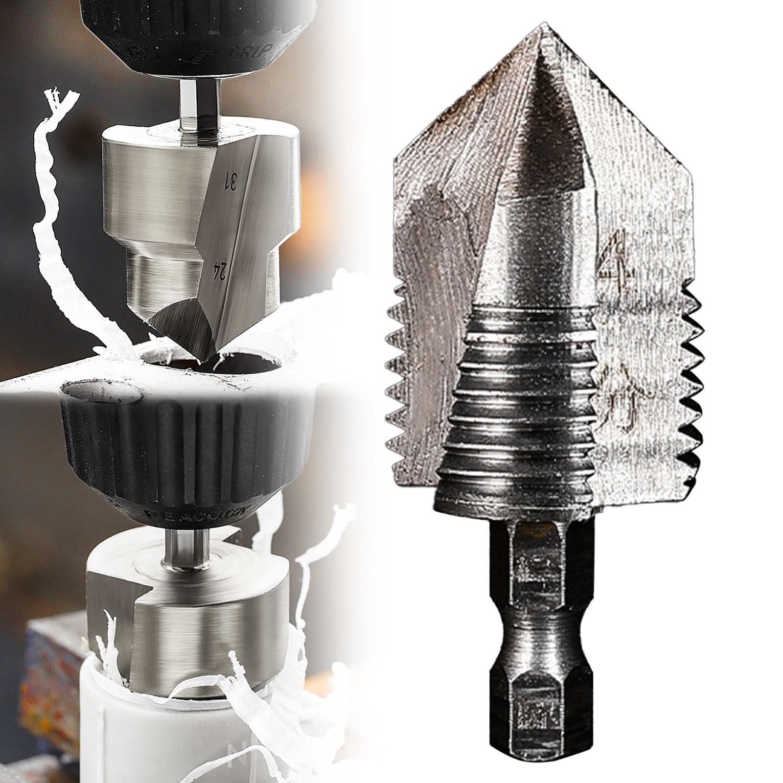 Combination Drilling Tap and Tap Drill Bit Set C JWDX, Combination Drill Tap & Tap Bit Set Screw Tapping Bit Tool for Drilling Tapping Countersinking Pipe Repair 7*3*3 A - Image 2