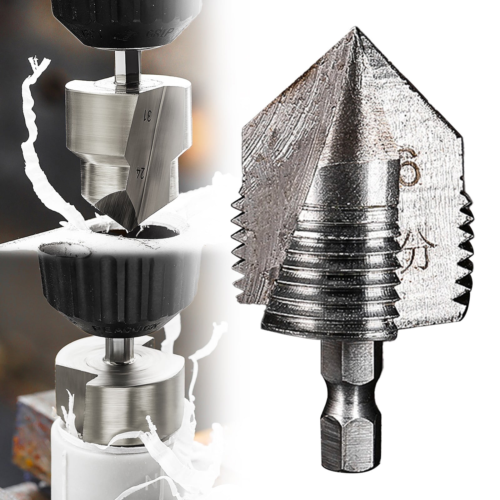 Combination Drilling Tap and Tap Drill Bit Set C JWDX, Combination Drill Tap & Tap Bit Set Screw Tapping Bit Tool for Drilling Tapping Countersinking Pipe Repair 7*4*3 B - Image 2