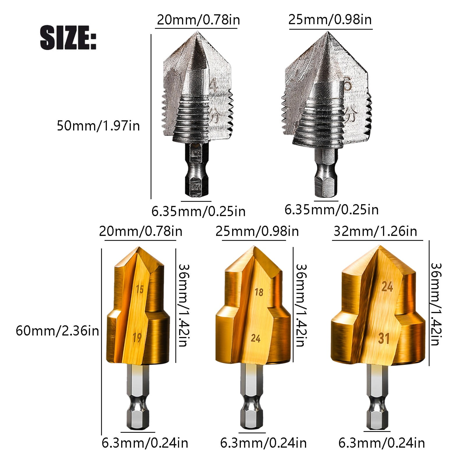 Combination Drilling Tap and Tap Drill Bit Set C JWDX, Combination Drill Tap & Tap Bit Set Screw Tapping Bit Tool for Drilling Tapping Countersinking Pipe Repair 7*4*4 D - Image 3