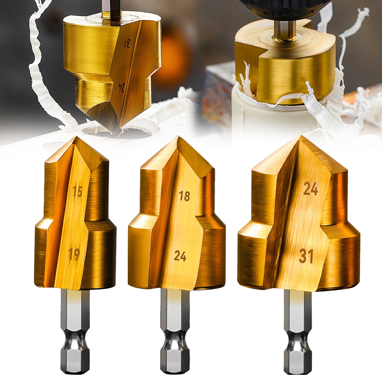 Combination Drilling Tap and Tap Drill Bit Set C JWDX, Combination Drill Tap & Tap Bit Set Screw Tapping Bit Tool for Drilling Tapping Countersinking Pipe Repair One Size F - Image 2