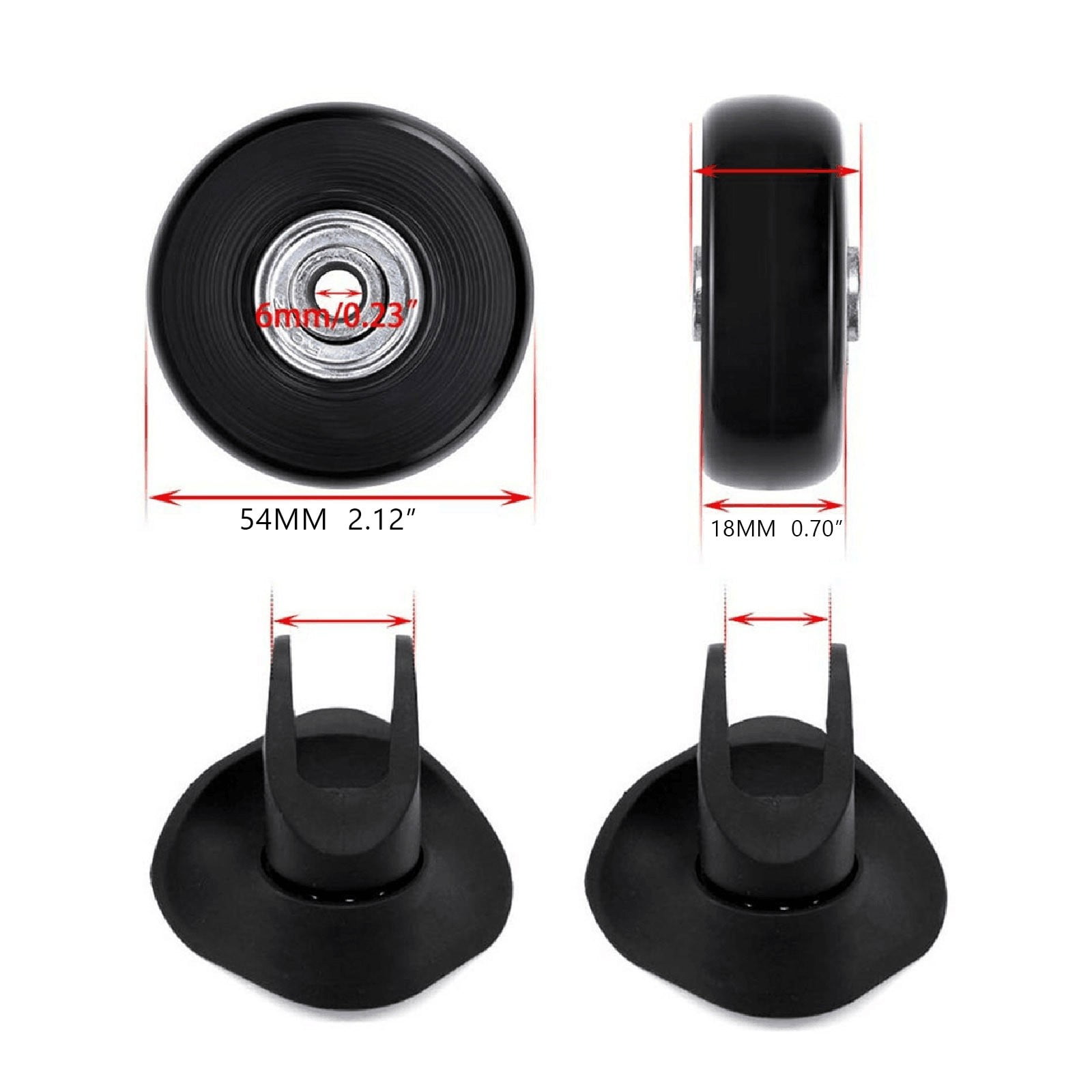 JWDX, 1 Pair of Wheels (Two) Replacement Wheels for Suitcase Rubber Wheels Replacement Wheels Wheel for Trolley Hard Case Wheels with 1 Pairs of 6 Mm Ball Bearings Spare Parts Kit One Size Black - Image 2