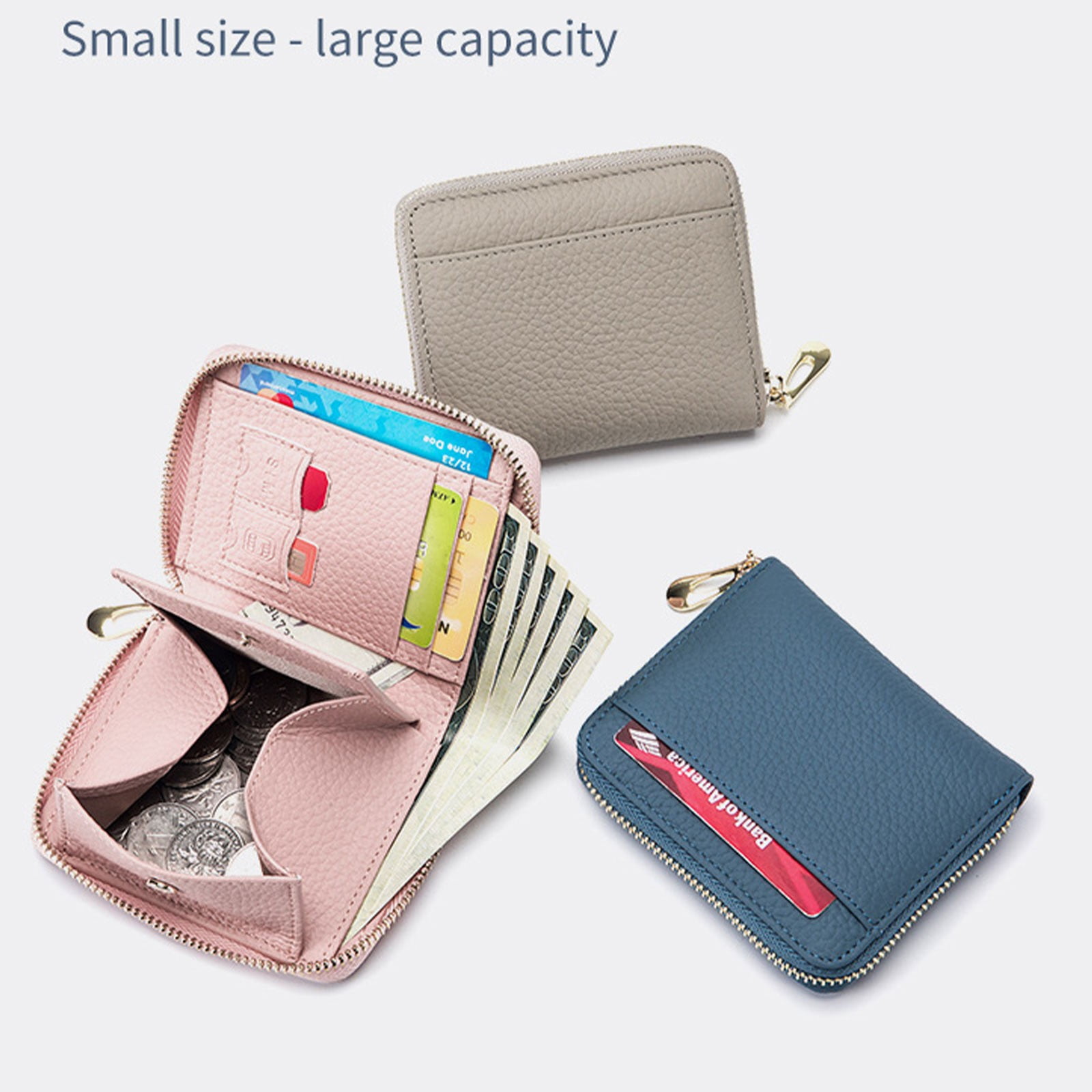 Multifunctional Wallet B JWDX, 1 Wallet Women's Wallet Rfid Blocking Mini Pocket Purse Card Holder Purse with Zipper Pocket Ladies Credit Card Holder One Size Black - Image 5