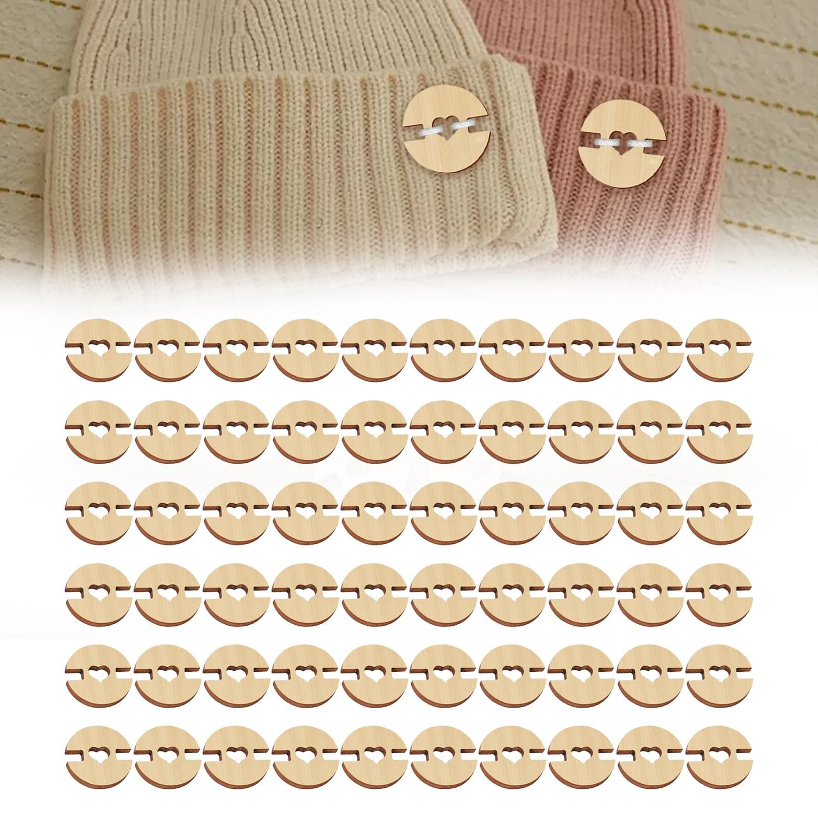 JWDX, 50/60/100 Buttons 50/60/100 Pcs Buttons for Hats Wooden Handmade Buttons Removable Love Button Crafts Faux Fastener Holder Sewing Clothing Accessories for Knitting Crochet One Size AA - Image 2