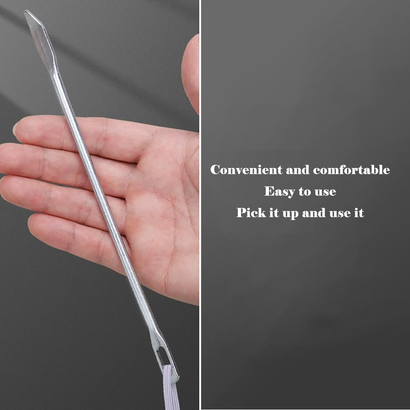 JWDX, Rope Threading Tool*1 Stainless Threader Easy Pull Bodkin Needle Threader Tweezer Metal Bodkin Ribbon Weaving Tool for Elastic Threading Sewing Machine One Size Silver - Image 2