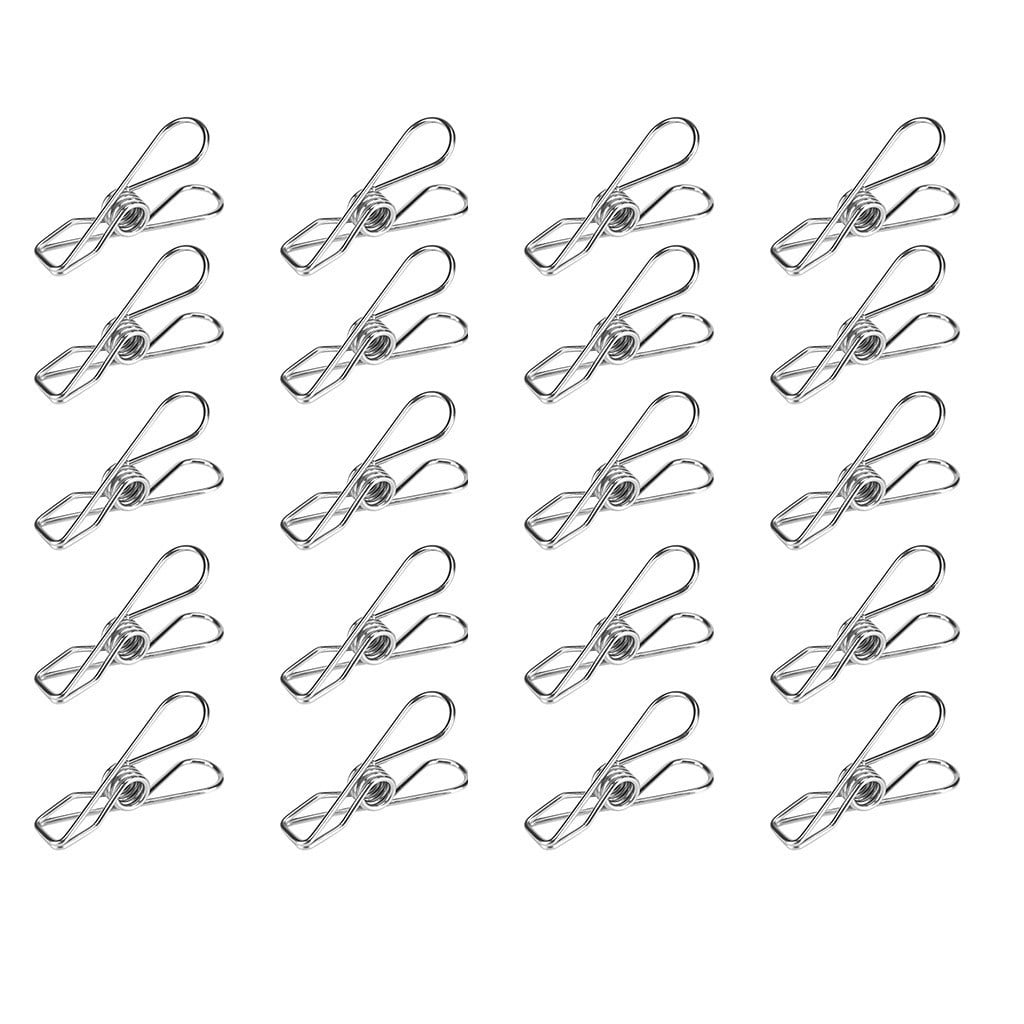 Clothespins 20Pcs 5.5Cm Opp Bag JWDX, 20 * Outdoor Camping Clothes Drying Rack Clip Hanging Outdoor Travel Windproof Clothes Line Drying Rack Clamp 20Pcs One Size Silver - Image 1