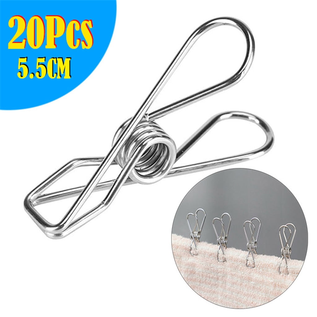 Clothespins 20Pcs 5.5Cm Opp Bag JWDX, 20 * Outdoor Camping Clothes Drying Rack Clip Hanging Outdoor Travel Windproof Clothes Line Drying Rack Clamp 20Pcs One Size Silver - Image 2