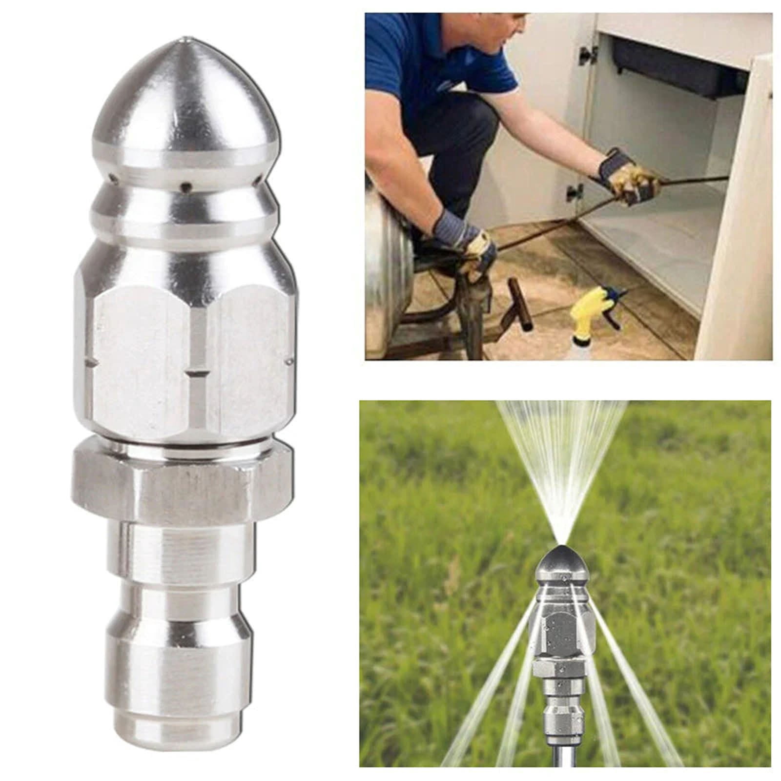 Cleaning the High Pressure Nozzle JWDX, 1x Cleaning High Pressure Nozzle Dredging Stainless High Pressure Nozzle One Size Silver - Image 5