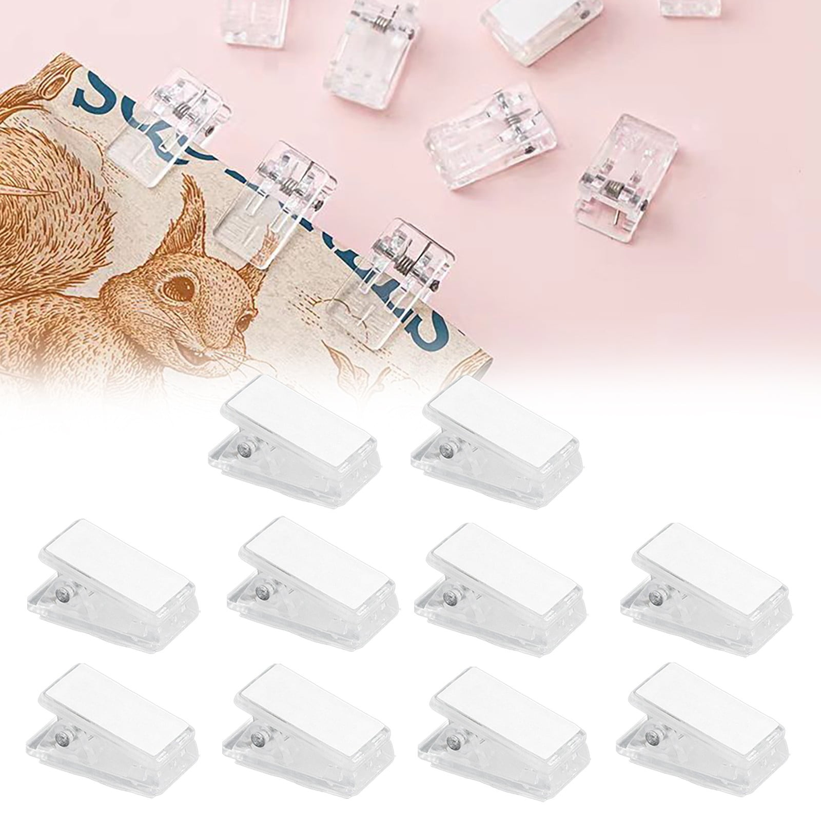 JWDX, 10x Clip Tapestry Wall Hangers Self Adhesive Clips Wall Clips Poster Hangers Shower Curtain Clips Double Adhesive Spring Clips for Blankets Posters Party 1