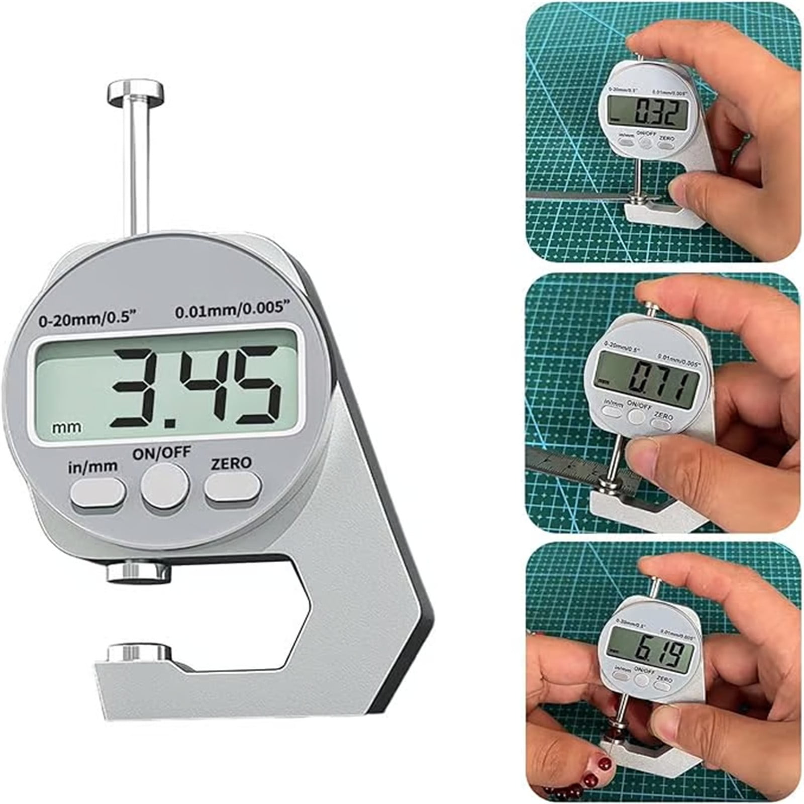 Thickness Meter Precision Digital Thickness Gauge High Precision Electronic Micrometer (Flat Head 0-10Mm) JWDX, Precisions Digital Thickness Gauges High Accuracy Electronic Micrometers With（0 10Mm） One Size Silver - Image 4