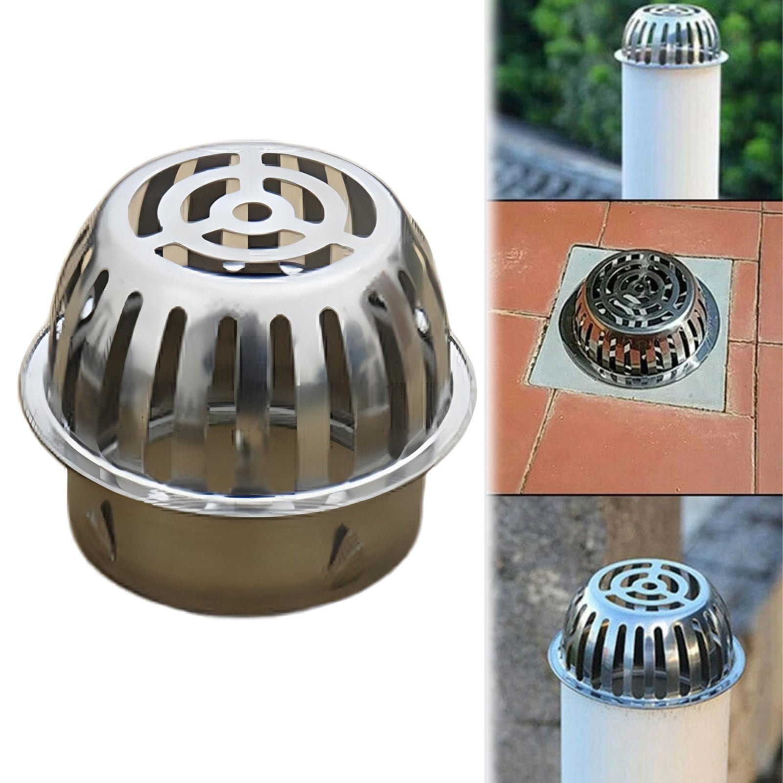 Balcony Floor Drain Cover JWDX, 1 Balcony Floor Drain Cover Circular Grille Cover Indoor and Outdoor Cover Accessories for Sewers and Pipes One Size Silver - Image 2