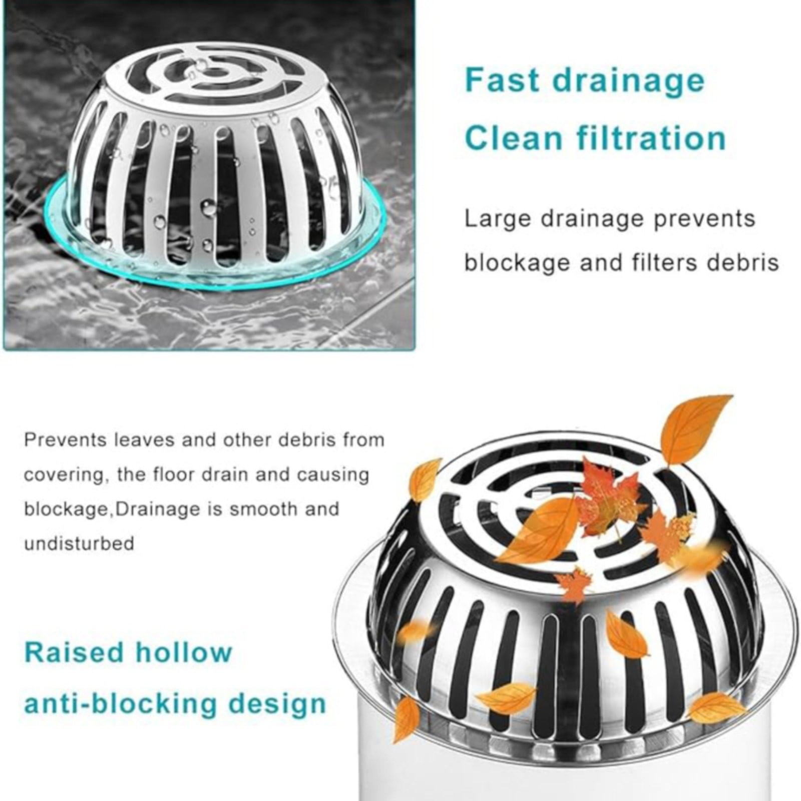 Balcony Floor Drain Cover JWDX, 1 Balcony Floor Drain Cover Circular Grille Cover Indoor and Outdoor Cover Accessories for Sewers and Pipes One Size Silver - Image 5
