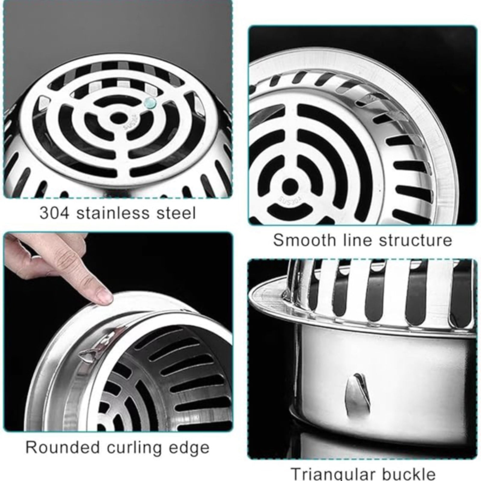 Balcony Floor Drain Cover JWDX, 1 Balcony Floor Drain Cover Circular Grille Cover Indoor and Outdoor Cover Accessories for Sewers and Pipes One Size Silver - Image 7