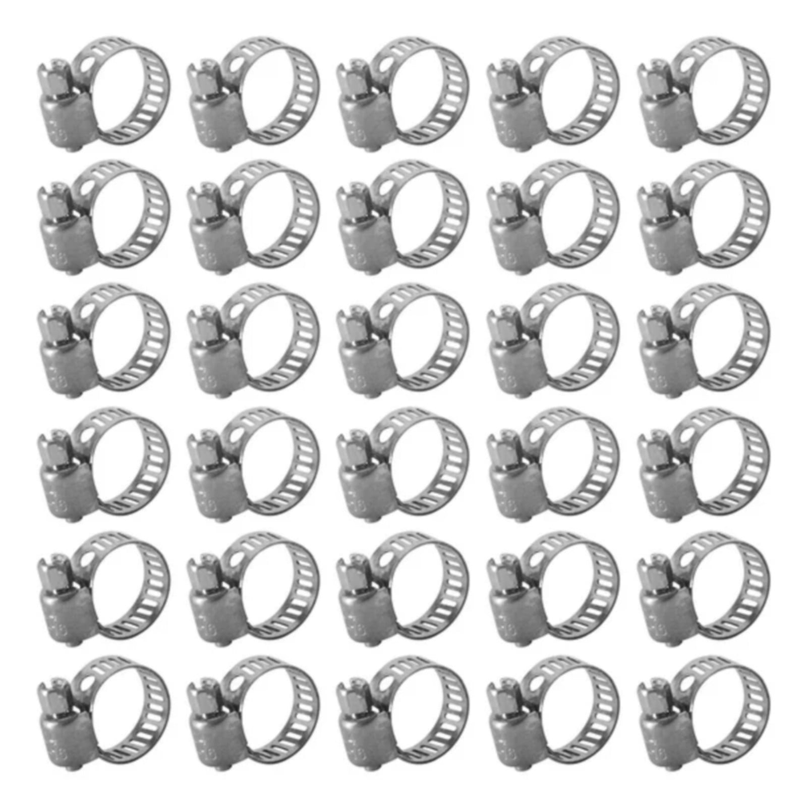 30Pc 304 Stainless Steel Beautiful Throat Clamp (Hand-Made 30Pc 304 10-16Mm Throat Clamp) JWDX, 30 Pack Hose Clamps Stainless Steel Clamps Worm Gear Hose Clamp Miniature Powerseal Kit One Size Silver - Image 1