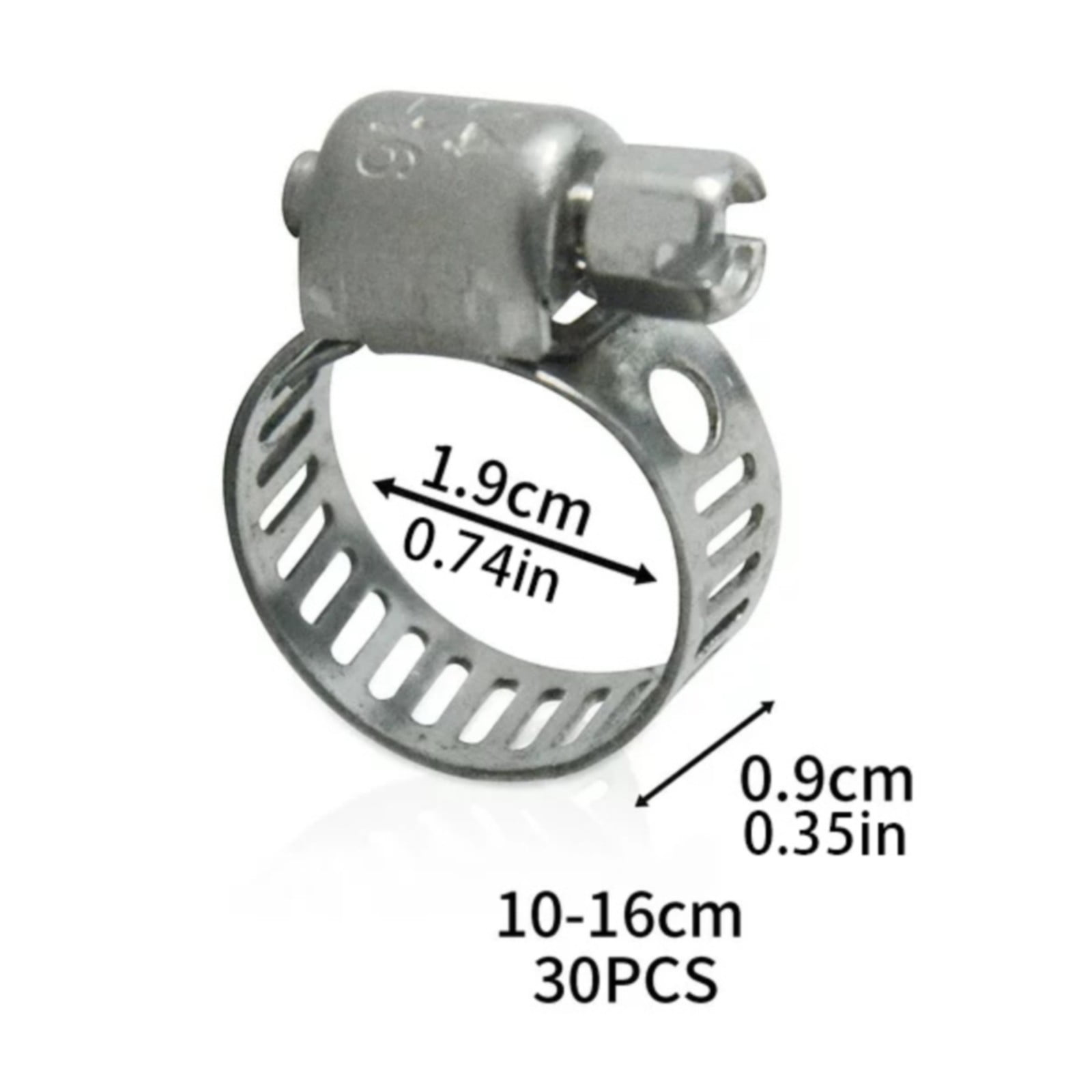 30Pc 304 Stainless Steel Beautiful Throat Clamp (Hand-Made 30Pc 304 10-16Mm Throat Clamp) JWDX, 30 Pack Hose Clamps Stainless Steel Clamps Worm Gear Hose Clamp Miniature Powerseal Kit One Size Silver - Image 3