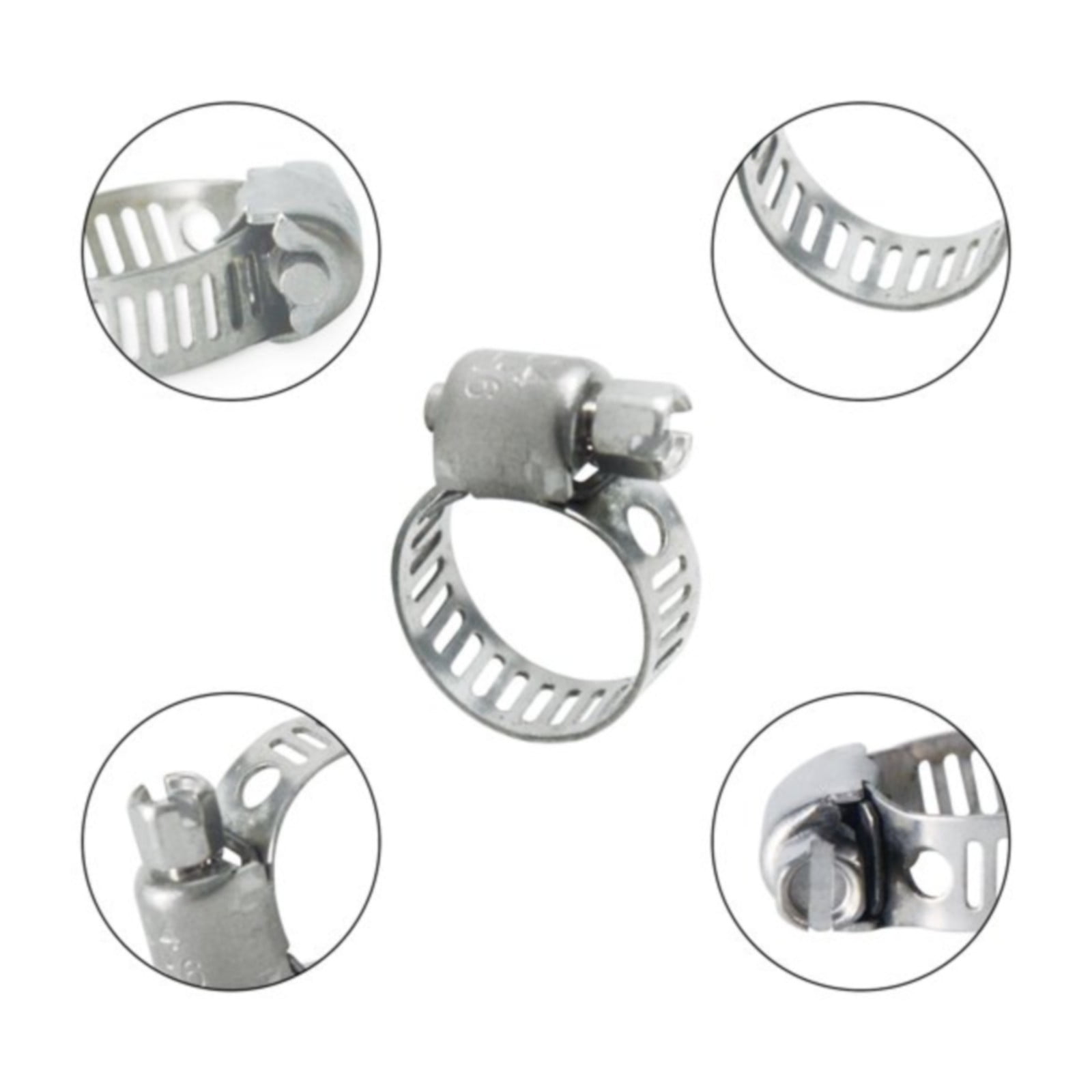 30Pc 304 Stainless Steel Beautiful Throat Clamp (Hand-Made 30Pc 304 10-16Mm Throat Clamp) JWDX, 30 Pack Hose Clamps Stainless Steel Clamps Worm Gear Hose Clamp Miniature Powerseal Kit One Size Silver - Image 4