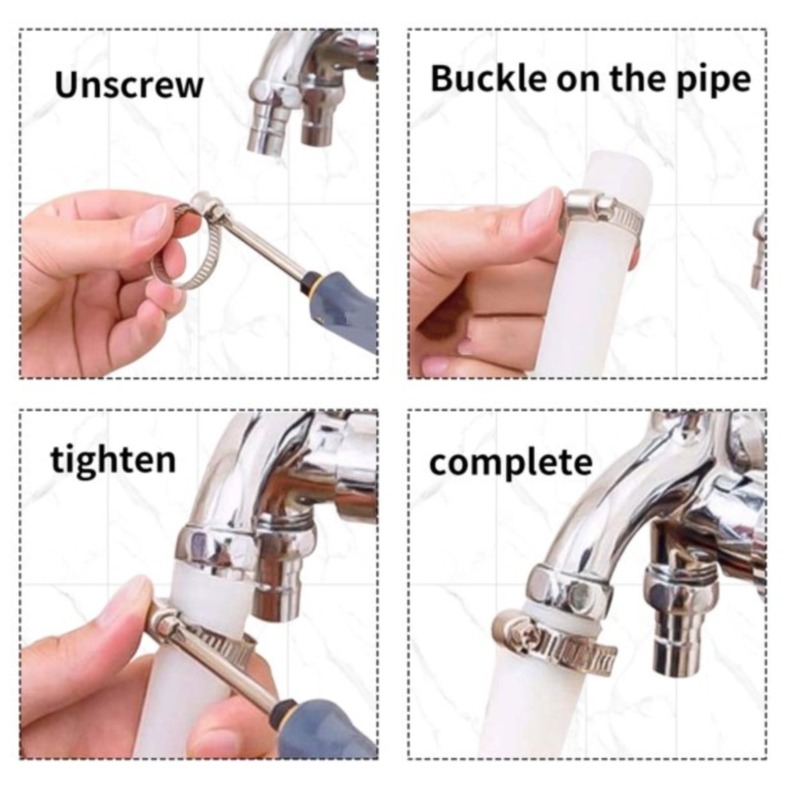 30Pc 304 Stainless Steel Beautiful Throat Clamp (Hand-Made 30Pc 304 10-16Mm Throat Clamp) JWDX, 30 Pack Hose Clamps Stainless Steel Clamps Worm Gear Hose Clamp Miniature Powerseal Kit One Size Silver - Image 8