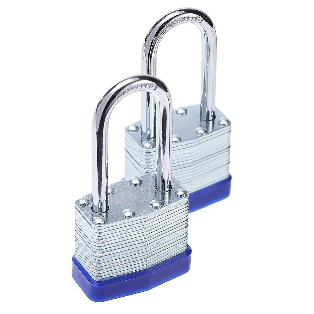 40Mm Thousand Layer Lock 2Pc 2X Dust Lock Laminated Key Lock 2 Same Key Padlocks Long 2 Pack JWDX One Size Silver - Image 1