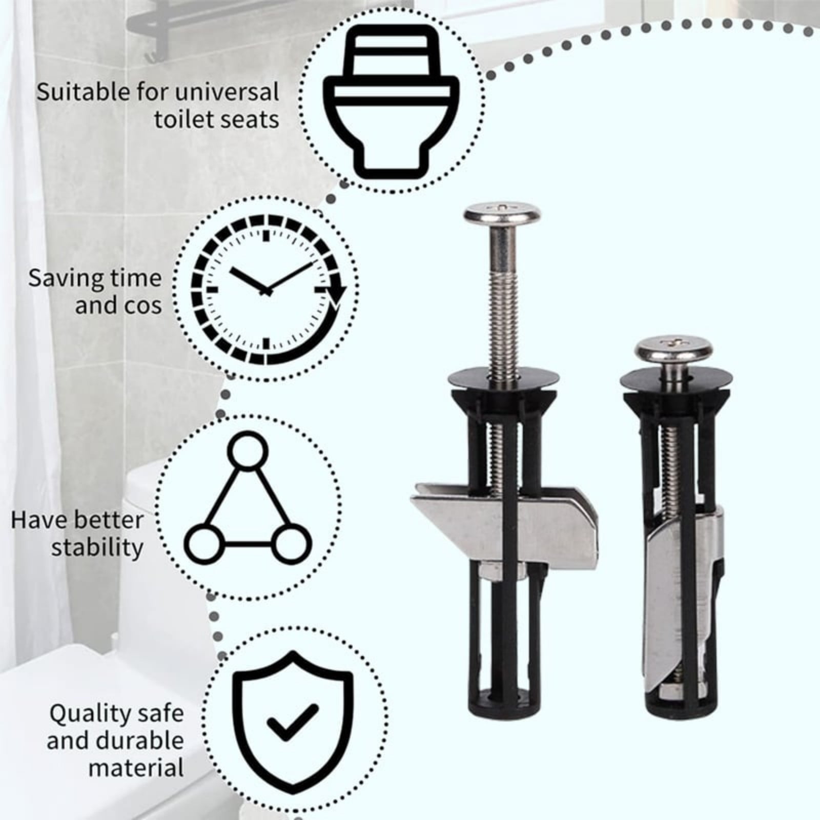 Toilet Lid Fixing Screw Locking (Including 18, 28Mm Gasket) 1, Toilet Seat Kit Screws Quick Release Easy To Install Toilet Seat Replacement Parts Kit Toilet Cover Accessories Fixing Accessories JWDX One Size Black - Image 5