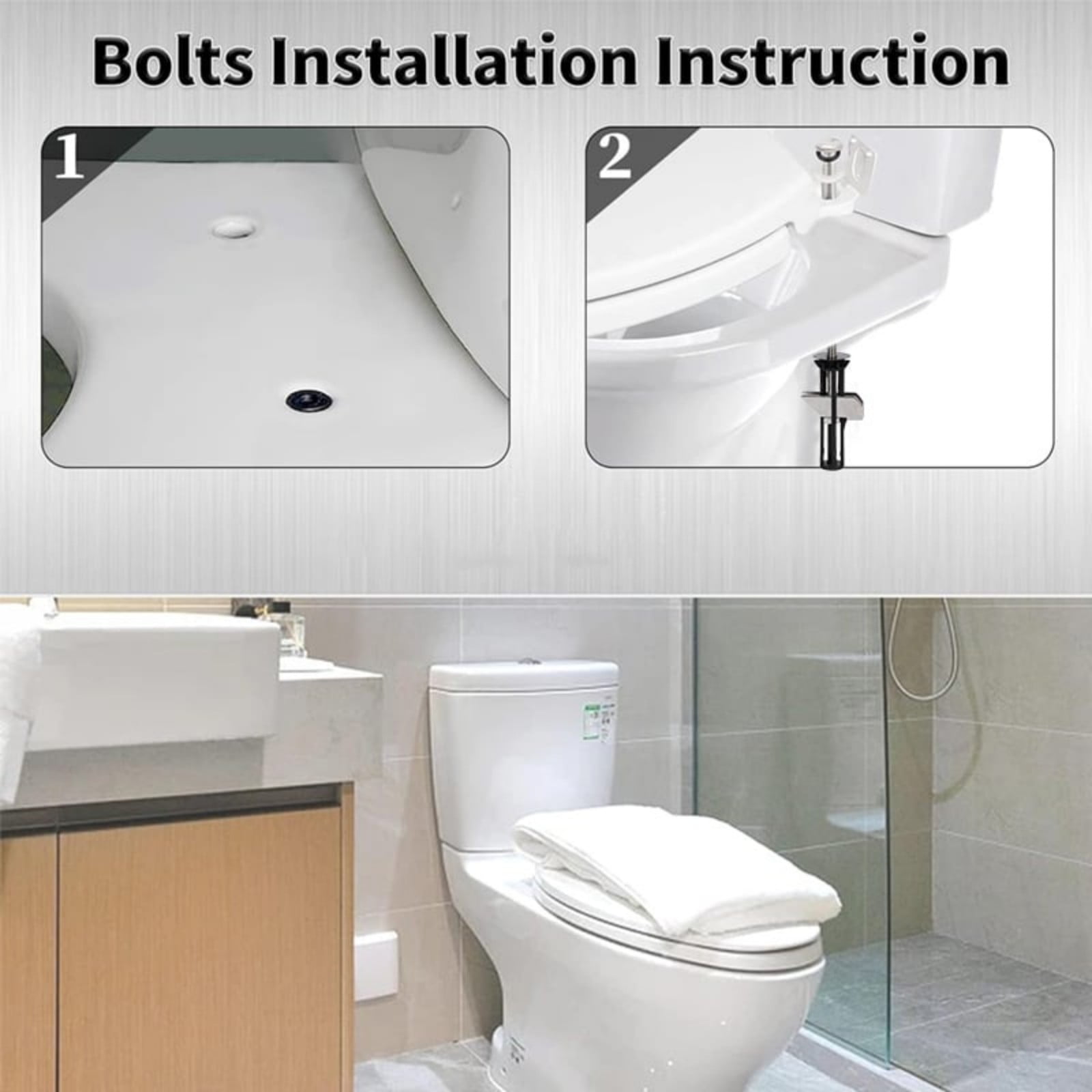 Toilet Lid Fixing Screw Locking (Including 18, 28Mm Gasket) 1, Toilet Seat Kit Screws Quick Release Easy To Install Toilet Seat Replacement Parts Kit Toilet Cover Accessories Fixing Accessories JWDX One Size Black - Image 8
