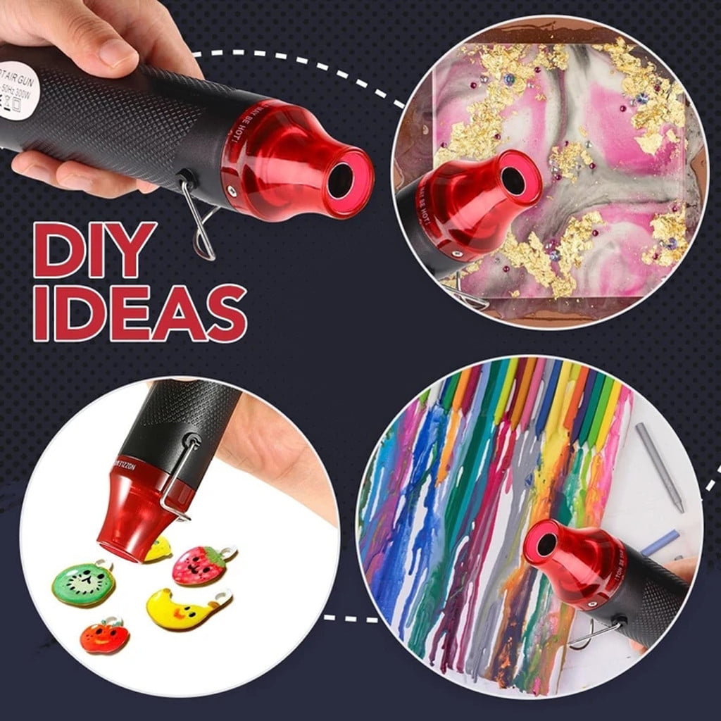 Multifunctional Hot Air Gun 220V Hot Air Gun Black - Flat Plug 1 × Heat Gun Paint Heat Shrink Wrap Tool Tool Crafts Diy Drying Embossing Tools & Home Improvement JWDX One Size Black - Image 4