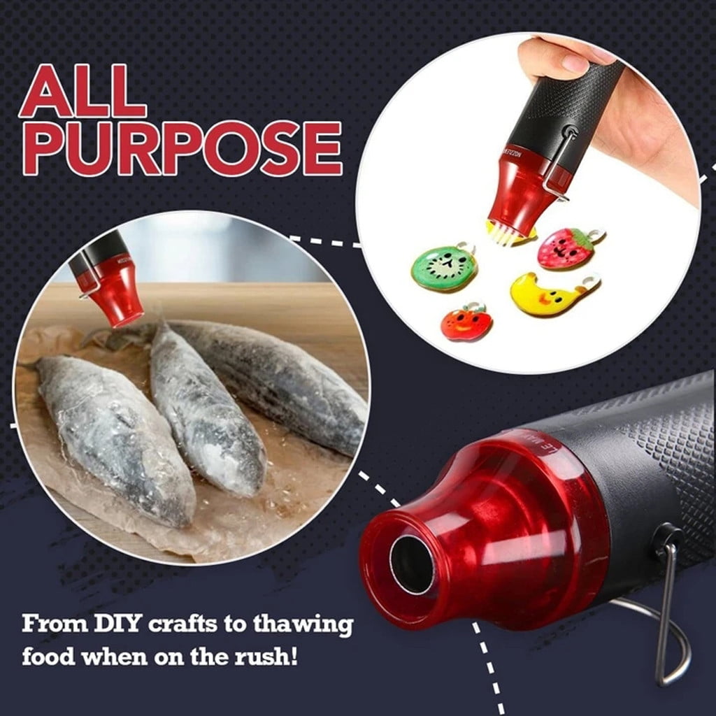 Multifunctional Hot Air Gun 220V Hot Air Gun Black - Flat Plug 1 × Heat Gun Paint Heat Shrink Wrap Tool Tool Crafts Diy Drying Embossing Tools & Home Improvement JWDX One Size Black - Image 5