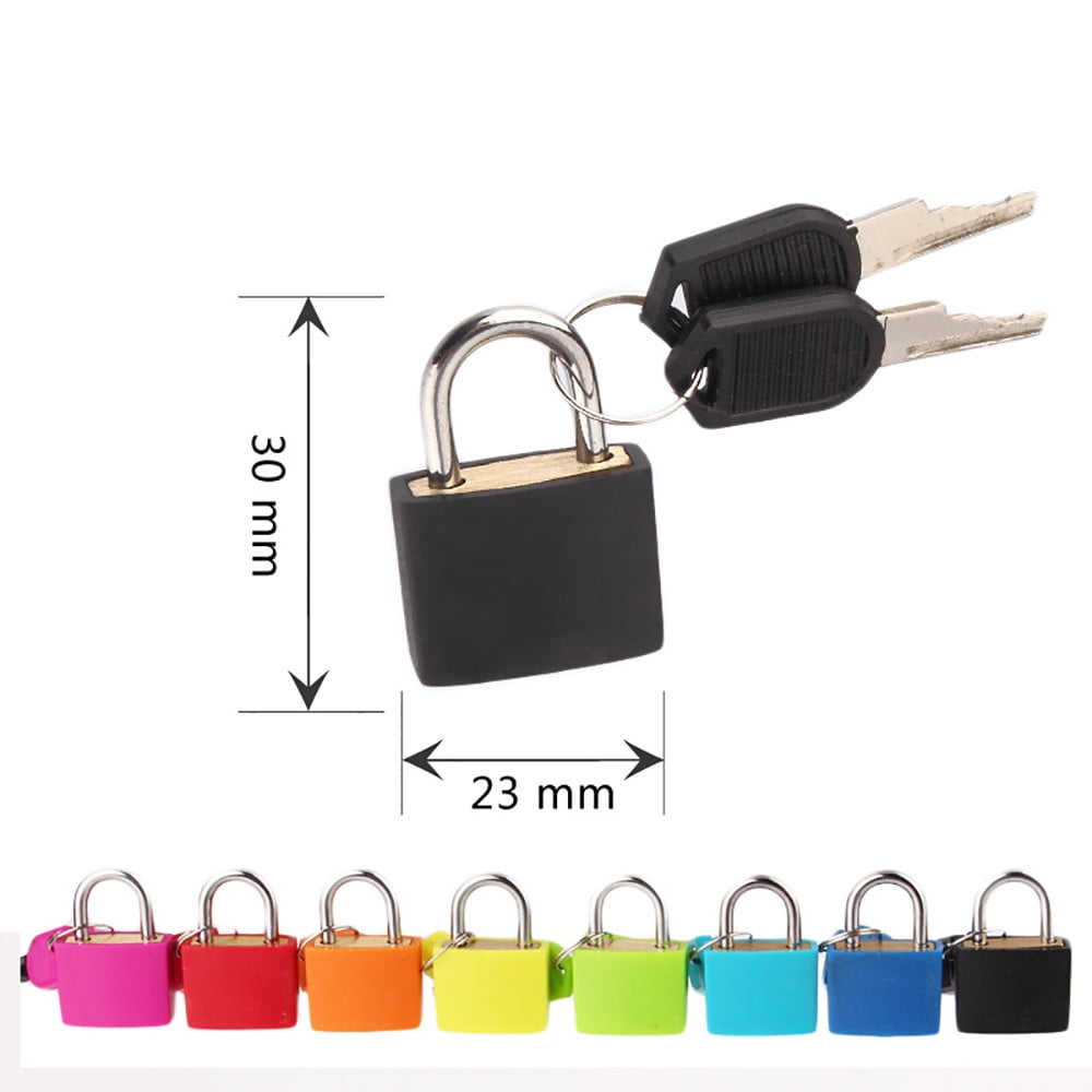 22Mm Color Plastic Padlock D 1 Lock, 2 Keys Small Mini Strong Steel Padlock Travel Suitcase Diary Lock With 2 Keys JWDX 30 mm x 23 mm D - Image 2