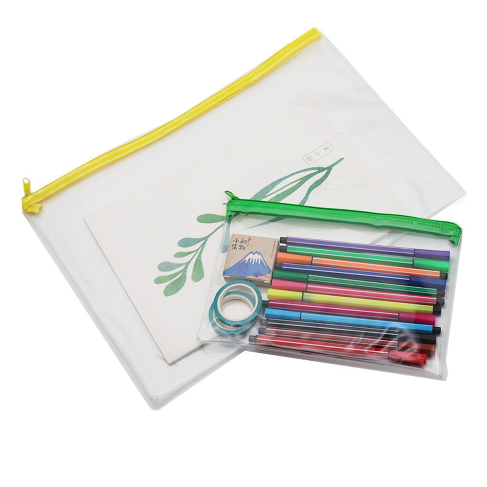 Transparent Pencil Case Zipper Bag Green 1 Transparent Pencil Case Zipper Bag Clear Pencil Case With Zipper Transparent Pvc For Schǒ-ǒI Exams Home And Travel JWDX One Size Green - Image 6