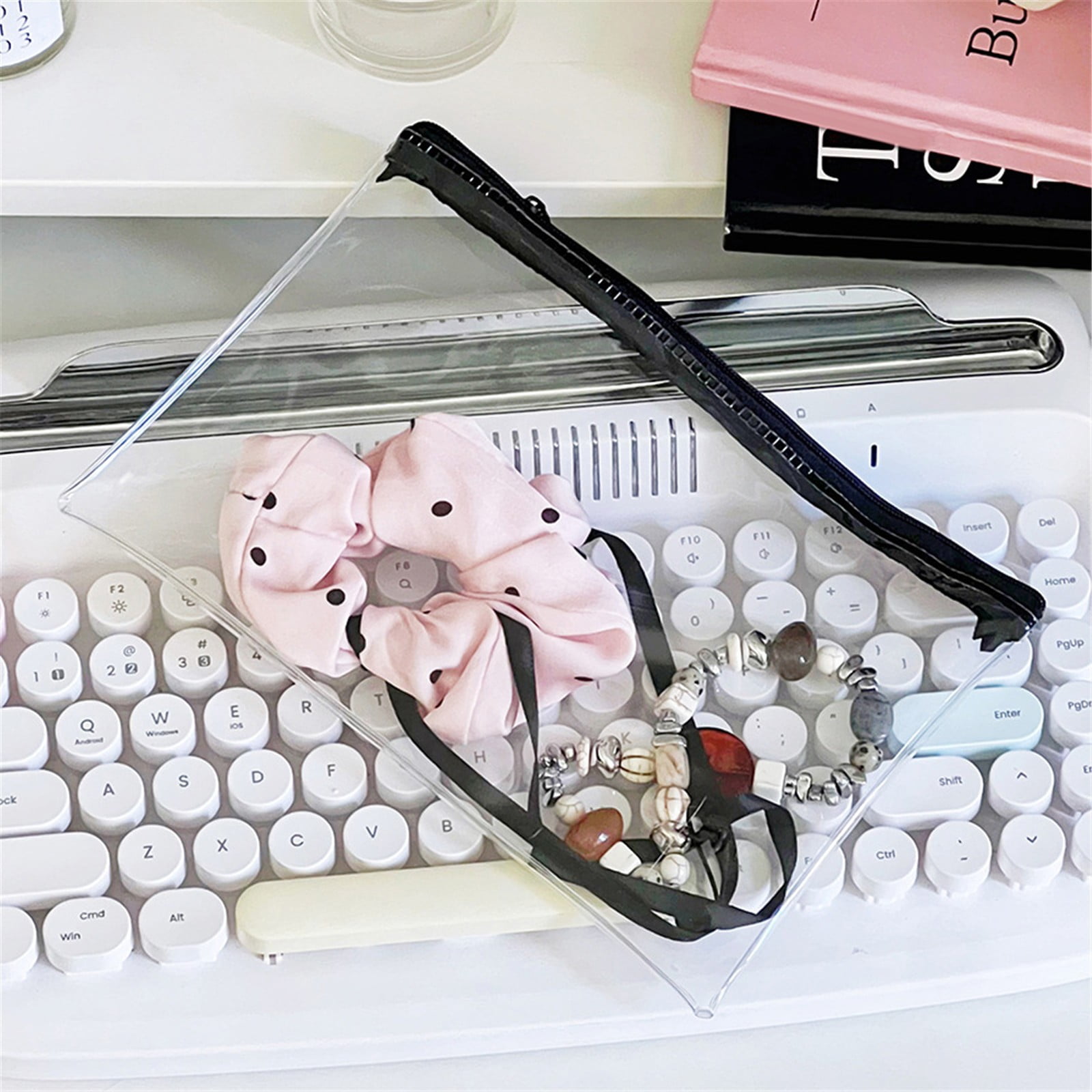 Transparent Pencil Case Zipper Bag Green 1 Transparent Pencil Case Zipper Bag Clear Pencil Case With Zipper Transparent Pvc For Schǒ-ǒI Exams Home And Travel JWDX One Size Green - Image 8