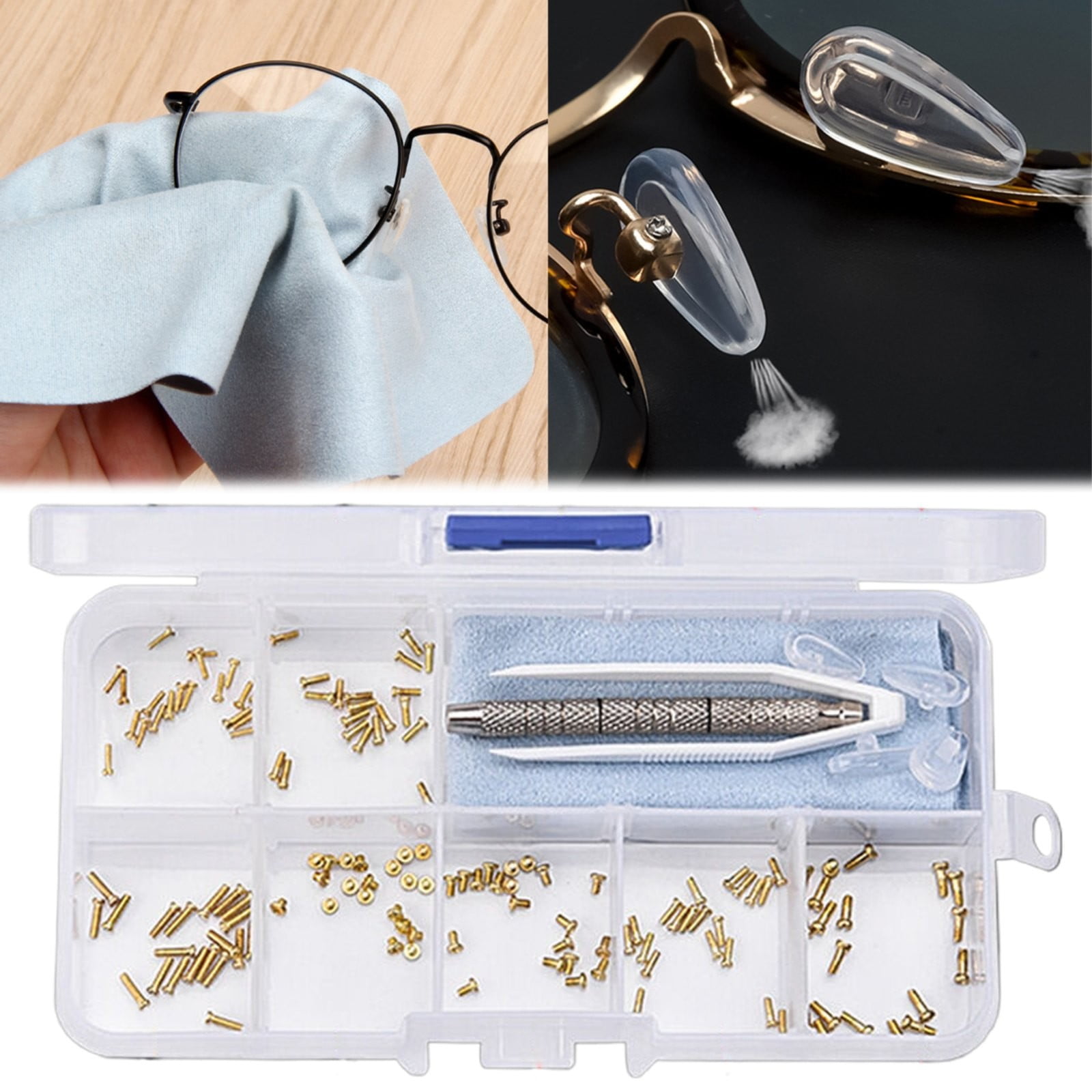 1 Set Of Glasses Screws A Set Of Eyeglass Screws 1 Set Glass Screws Screwdriver Kits Glasses Repair Kit Glasses Screws Tiny Screws For Glasses JWDX One Size Gold - Image 2