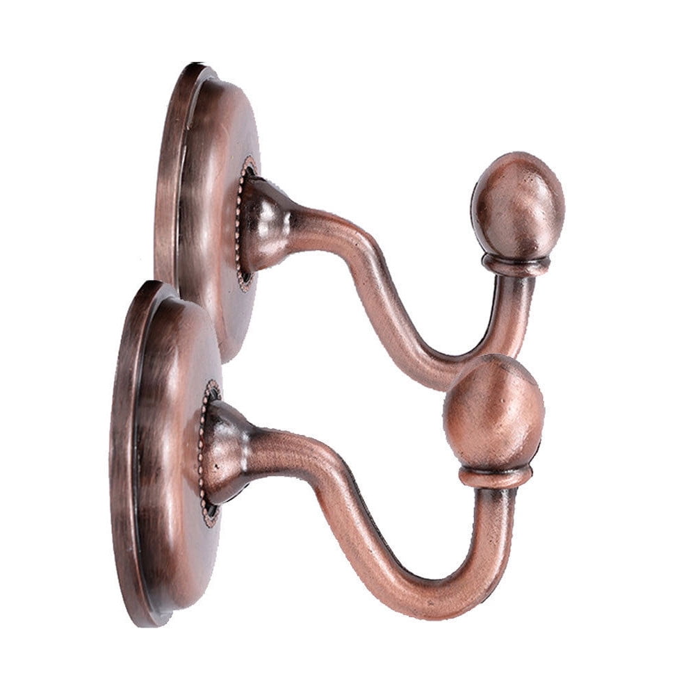 European Style Coat Hook Wall Hook A19 Red Bronze 2Pc European Style Coat Hook Wall Hook, 4Pc Screws 2X Metal Curtain Holdback Wall Tie Back Hooks Hanger Holder Window Curtain Hooks JWDX One Size Rose Gold - Image 2
