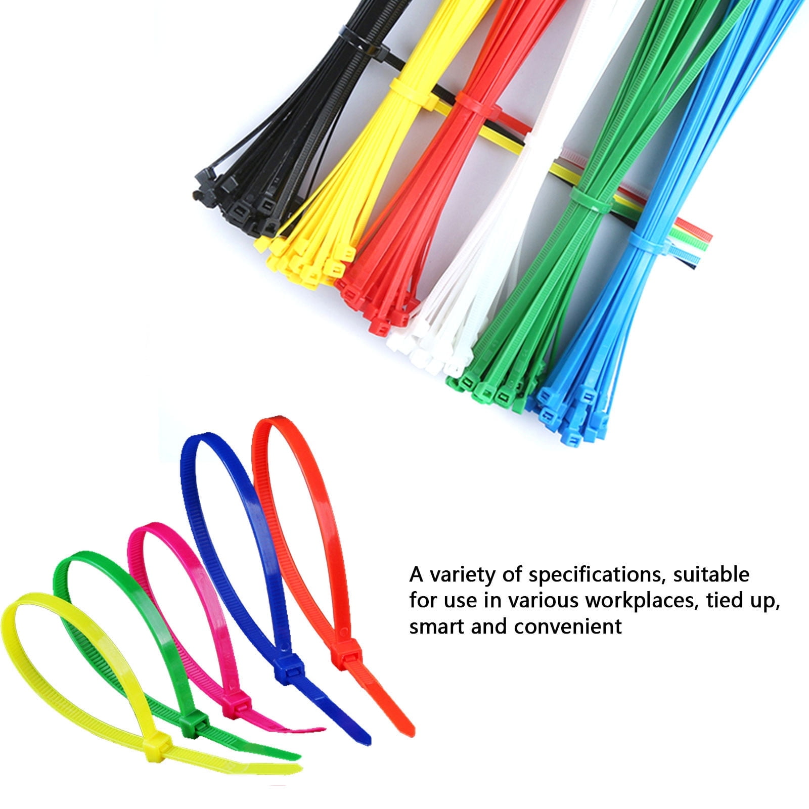 100 Cable Ties, 3Mm Wide, White Cable Zip Ties Heavy Duty 6 Inch, Premium Plastic Wire Ties With 18 Pounds Tensile Strength, Self-Locking Black Nylon Tie Wraps For Indoor And Outdoor JWDX One Size White - Image 1