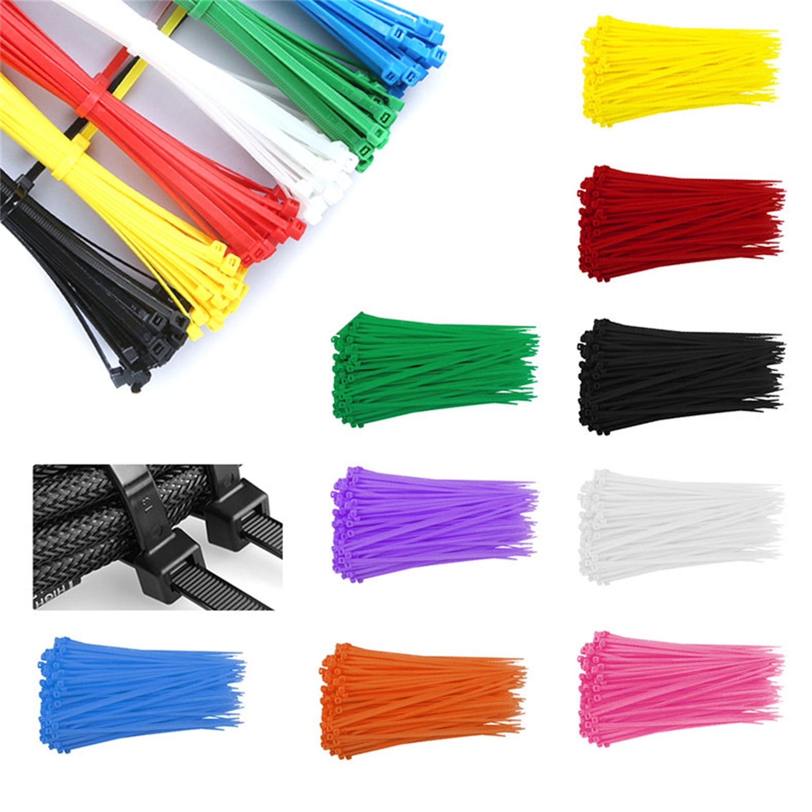 100 Cable Ties, 3Mm Wide, White Cable Zip Ties Heavy Duty 6 Inch, Premium Plastic Wire Ties With 18 Pounds Tensile Strength, Self-Locking Black Nylon Tie Wraps For Indoor And Outdoor JWDX One Size White - Image 3