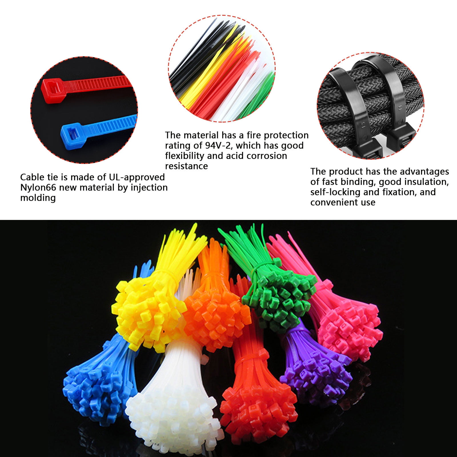 100 Cable Ties, 3Mm Wide, White Cable Zip Ties Heavy Duty 6 Inch, Premium Plastic Wire Ties With 18 Pounds Tensile Strength, Self-Locking Black Nylon Tie Wraps For Indoor And Outdoor JWDX One Size White - Image 5