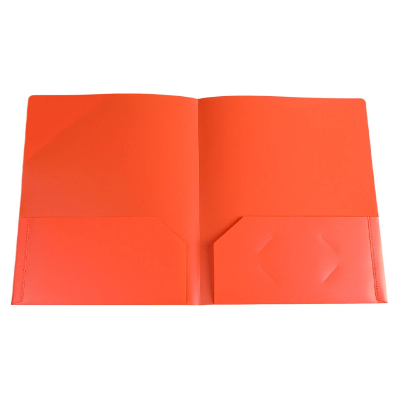 Double Insert File Bag File Bag Orange Jwdx Plastic Folders with Pockets Standard Letter Paper Folder 2 Business Card Slot Heavy Duty Scho-ǒl Examination Document Size Organizer stǔdənts Blue One Size Orange - Image 1