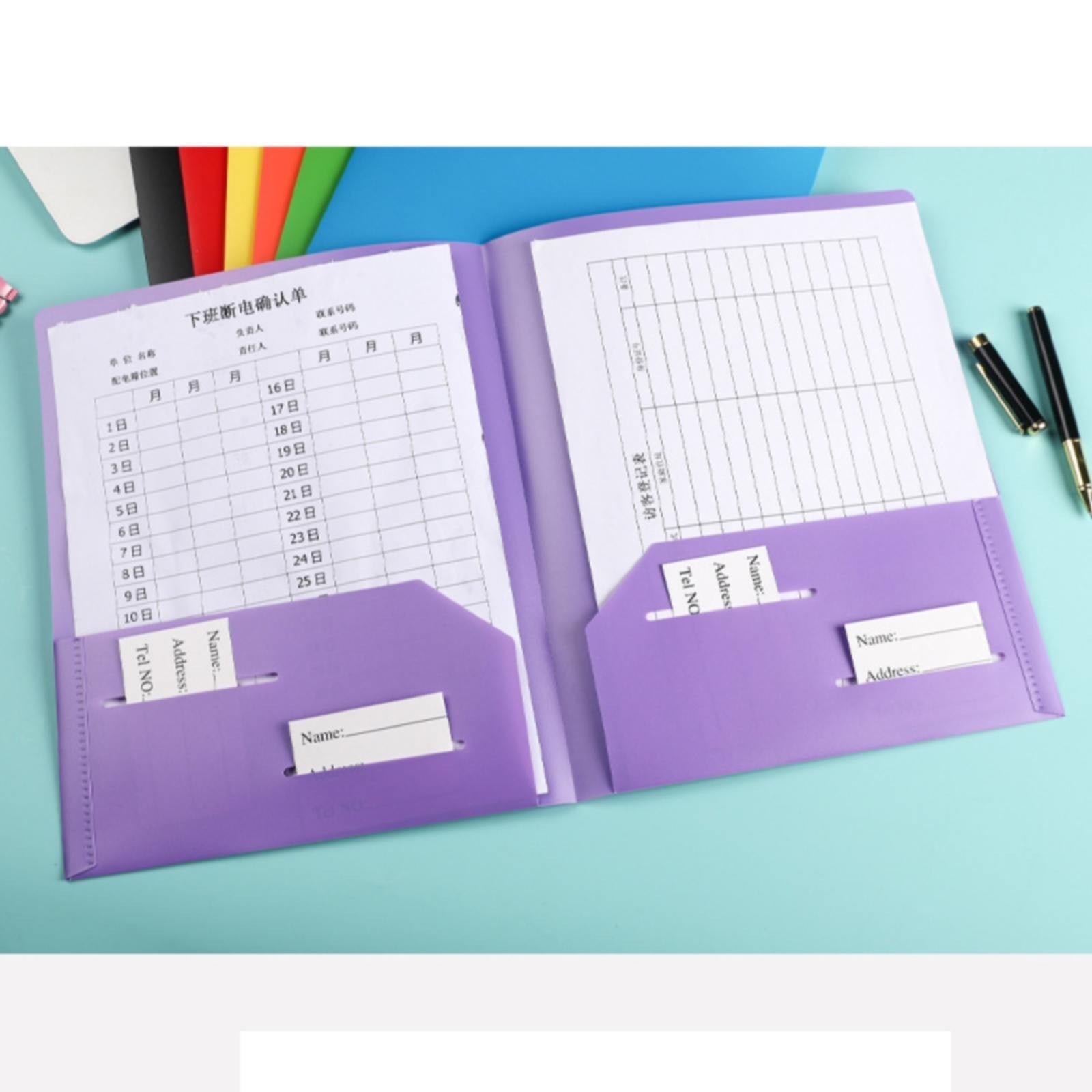 Double Insert File Bag File Bag Orange Jwdx Plastic Folders with Pockets Standard Letter Paper Folder 2 Business Card Slot Heavy Duty Scho-ǒl Examination Document Size Organizer stǔdənts Blue One Size Purple - Image 5