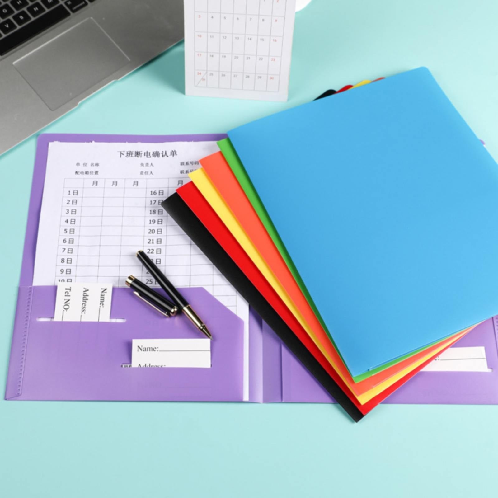 Double Insert File Bag File Bag Orange Jwdx Plastic Folders with Pockets Standard Letter Paper Folder 2 Business Card Slot Heavy Duty Scho-ǒl Examination Document Size Organizer stǔdənts Blue One Size Purple - Image 7